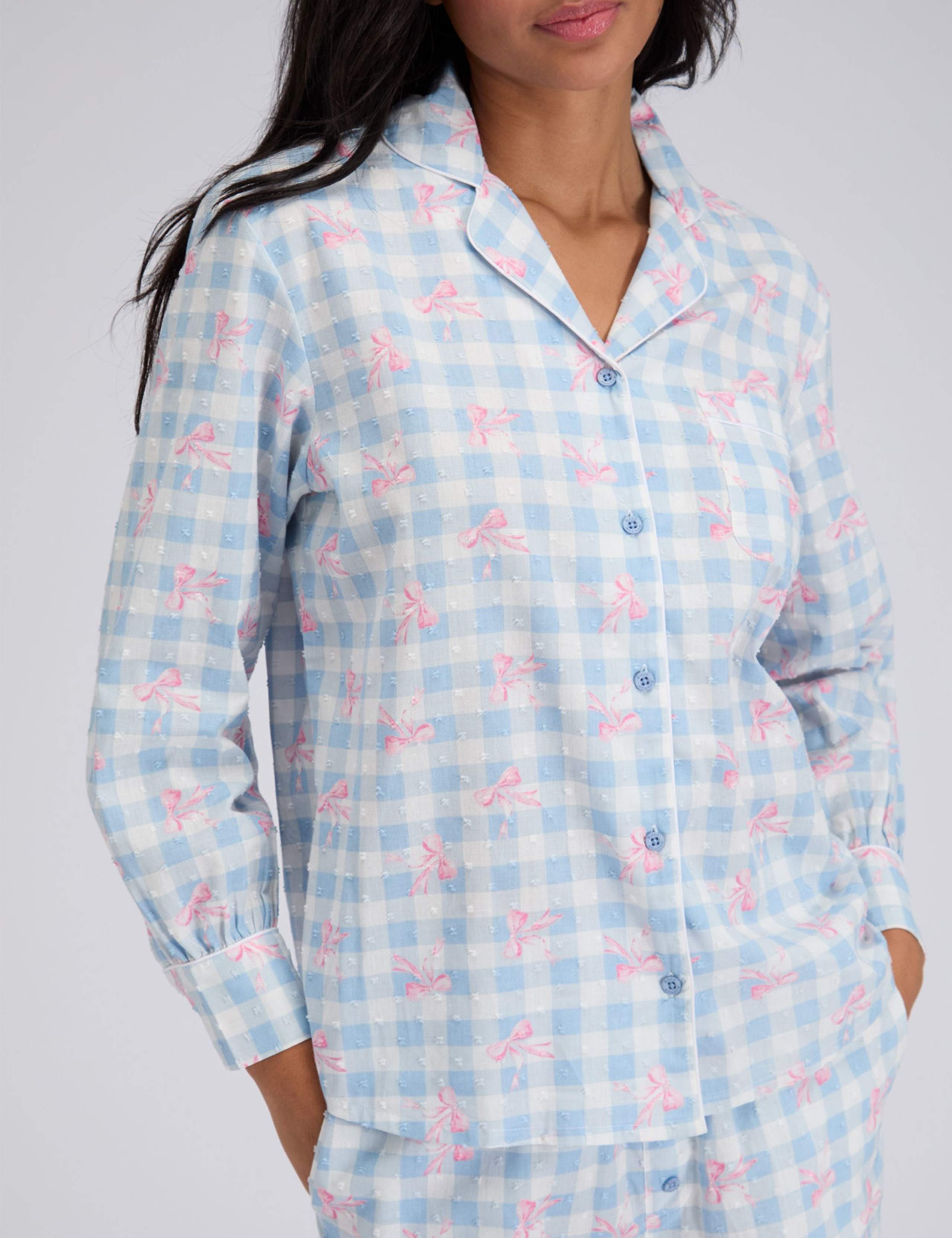Pure Cotton Gingham Bow Pyjamas 3 of 7