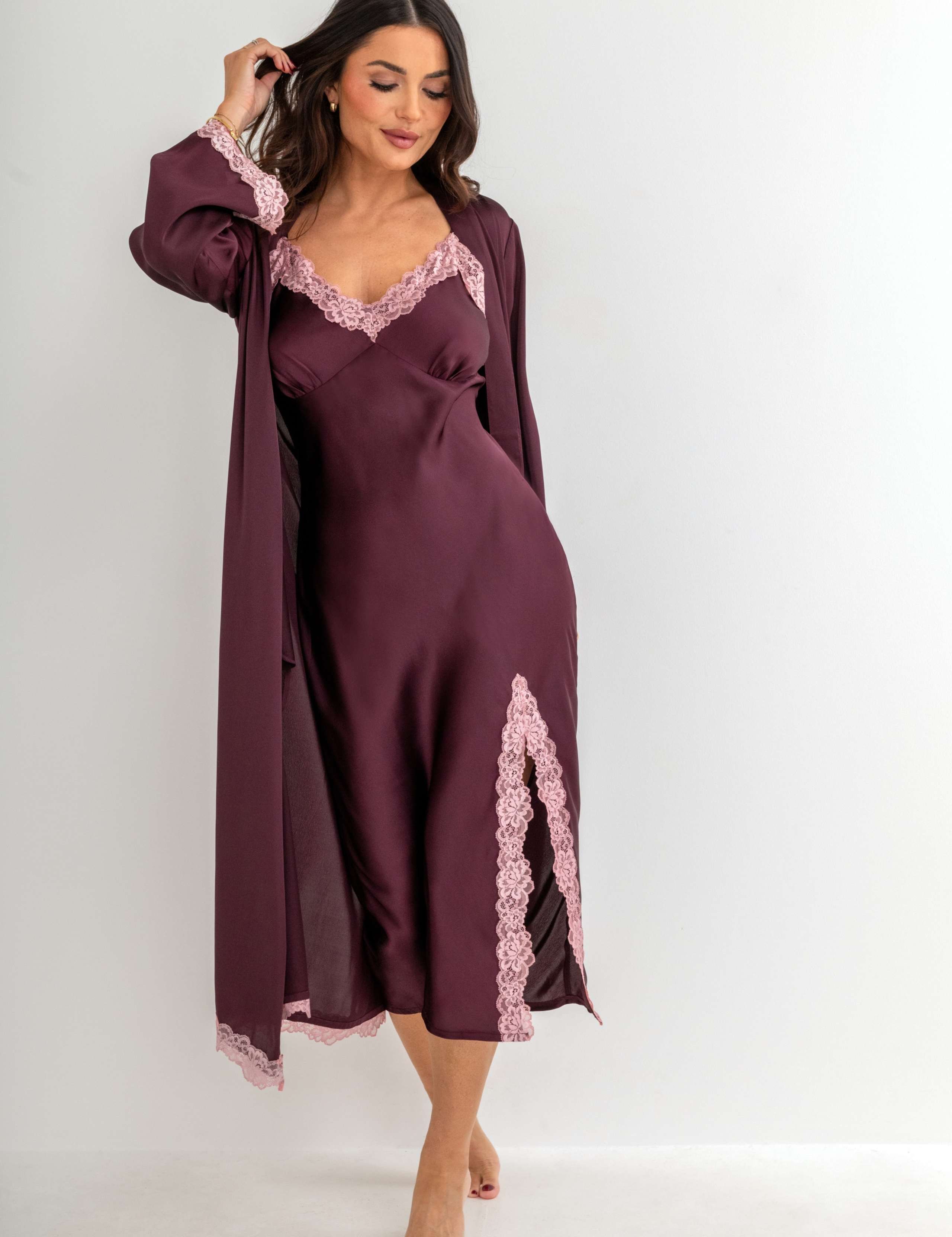 Satin & Lace Strappy Chemise 7 of 9