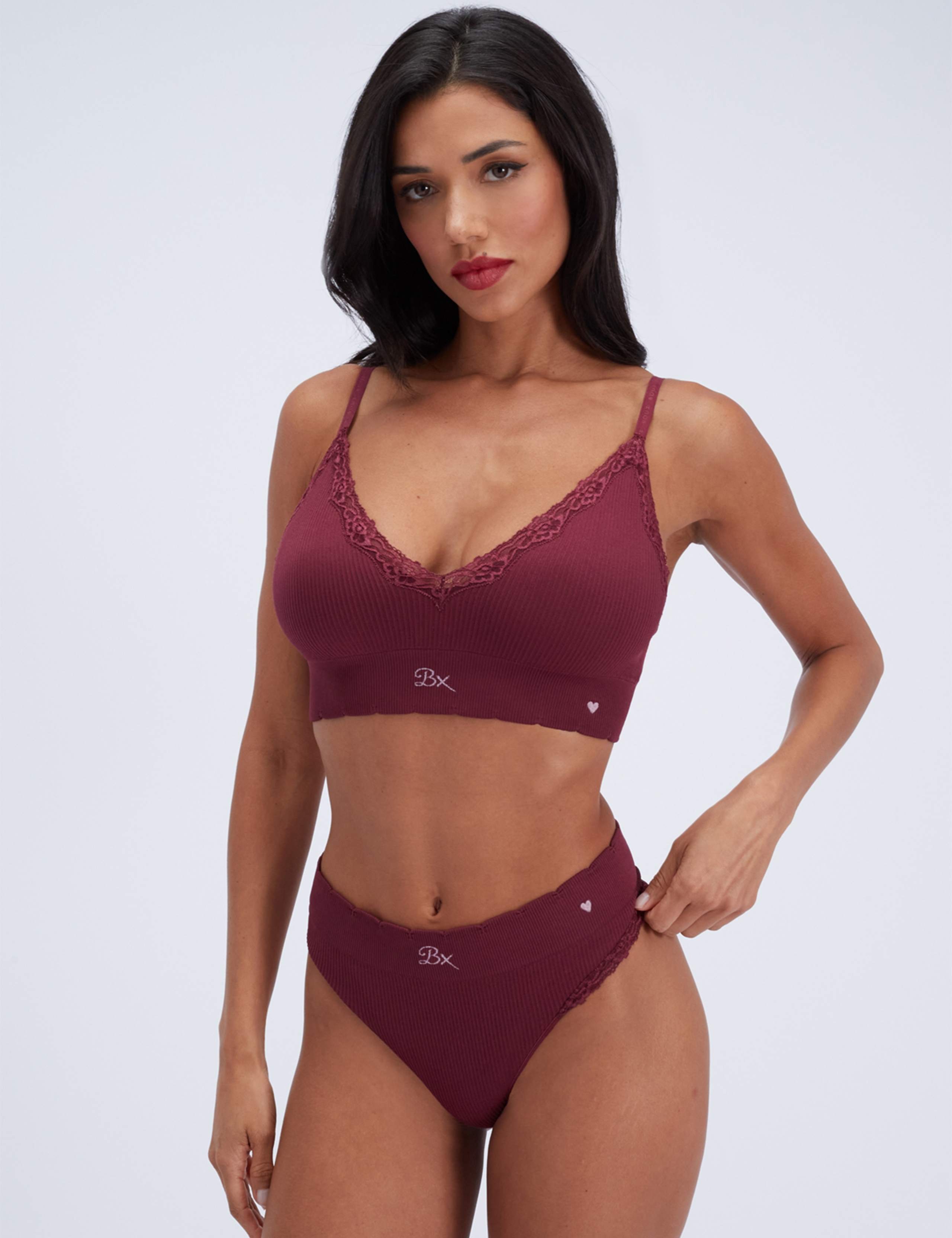 Lace Trim Non Wired Plunge Bralette 2 of 5