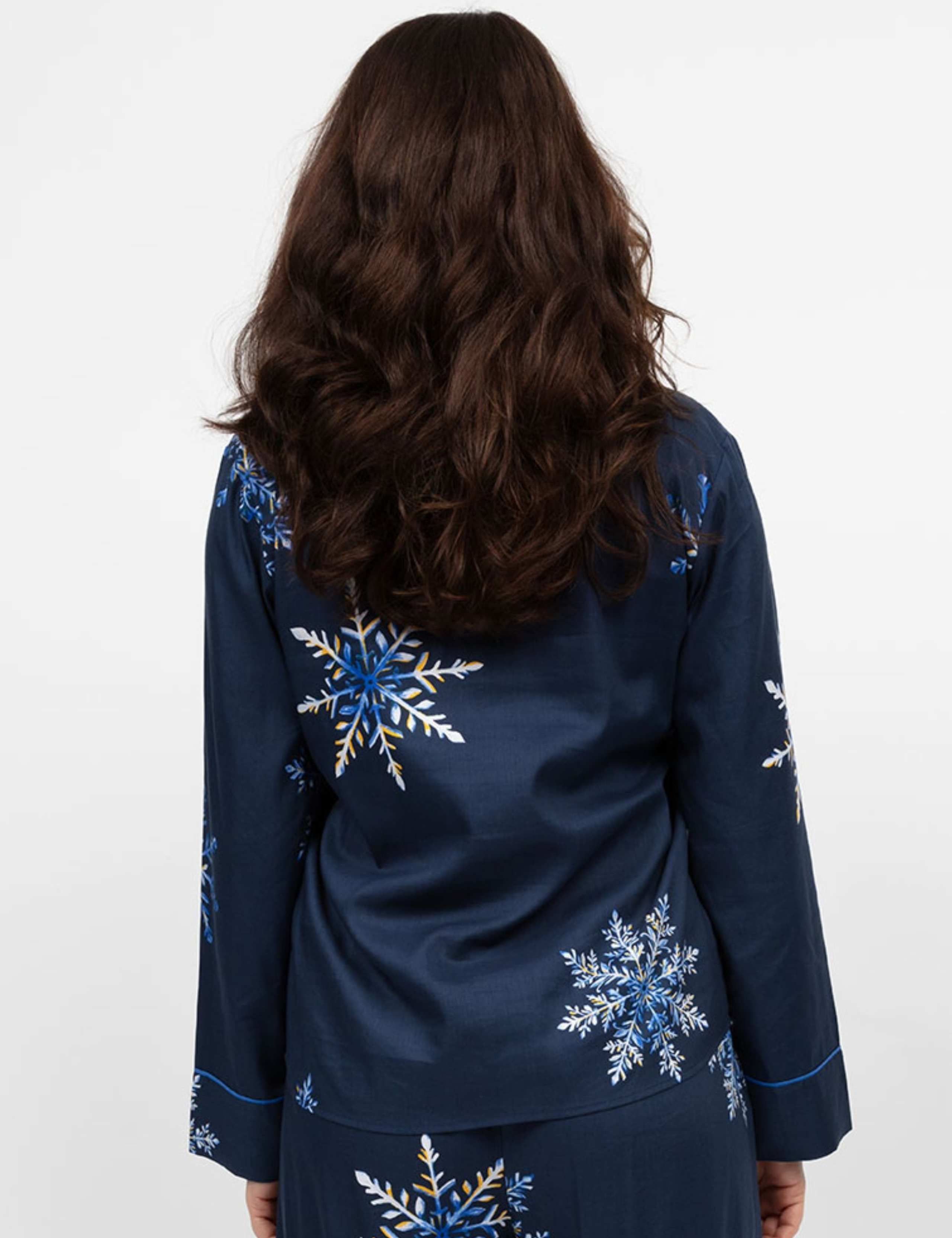 Cotton Modal Snowflake Print Pyjama Top 4 of 4