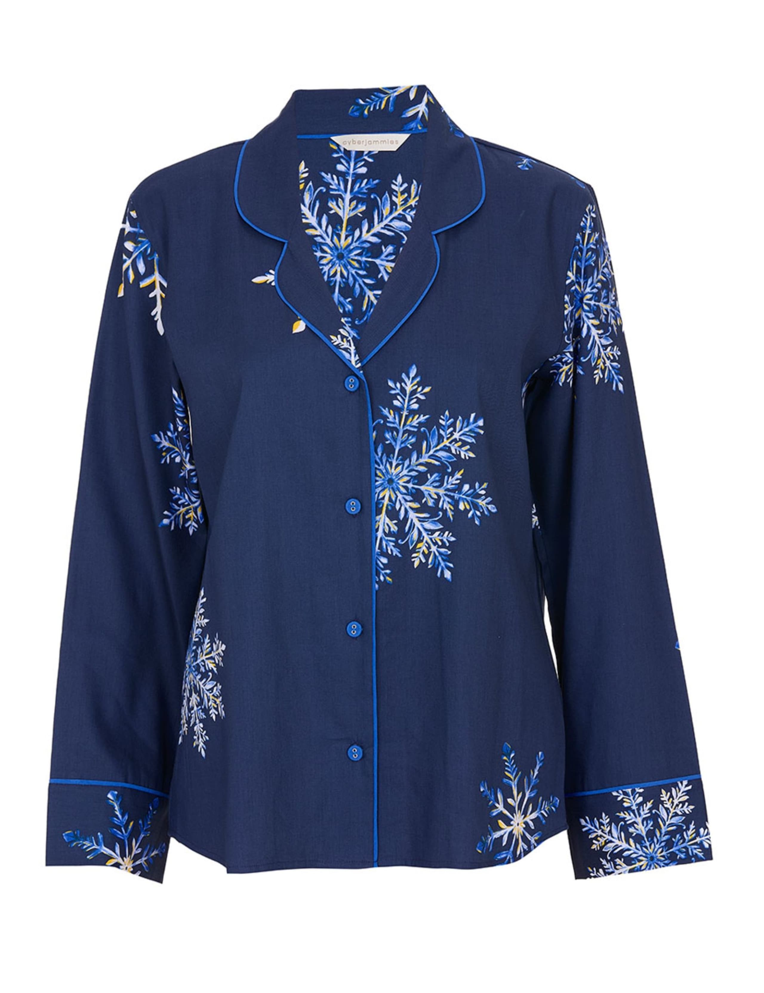Cotton Modal Snowflake Print Pyjama Top 2 of 4