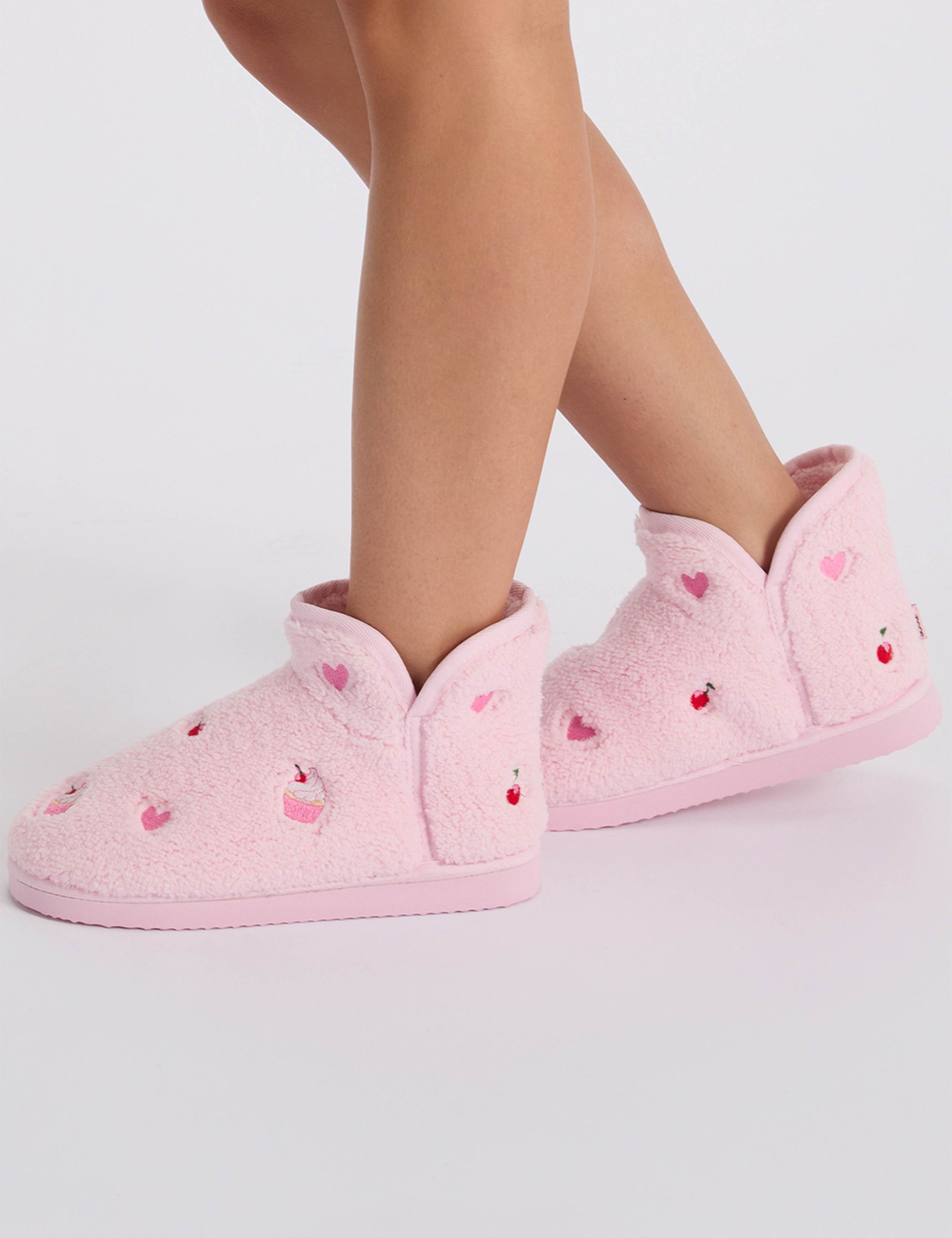 Borg Cupcake Embroidered Slipper Boots 2 of 6