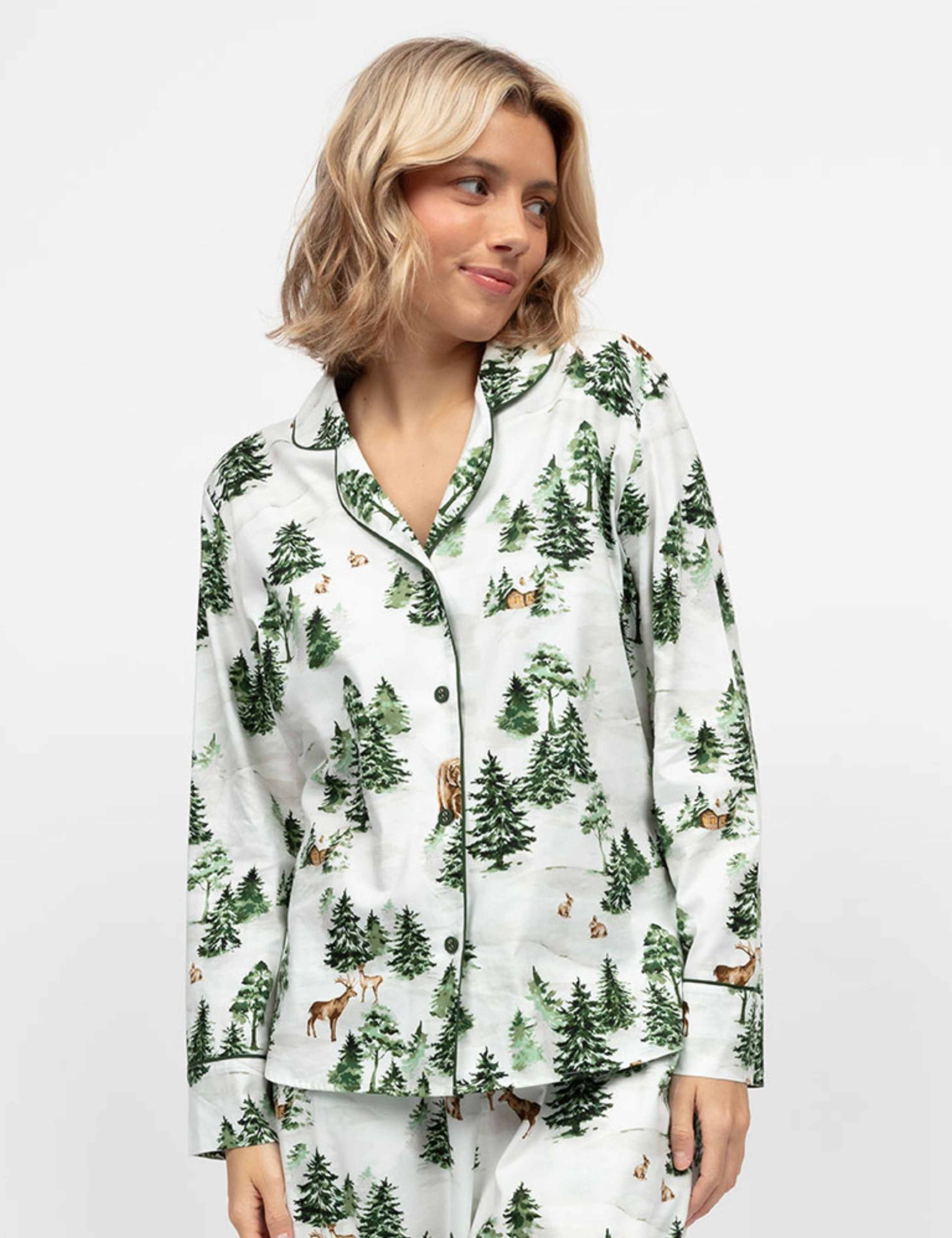 Cotton Rich Alpine Fern Family Christmas Womens Pyjama Top 3 of 4