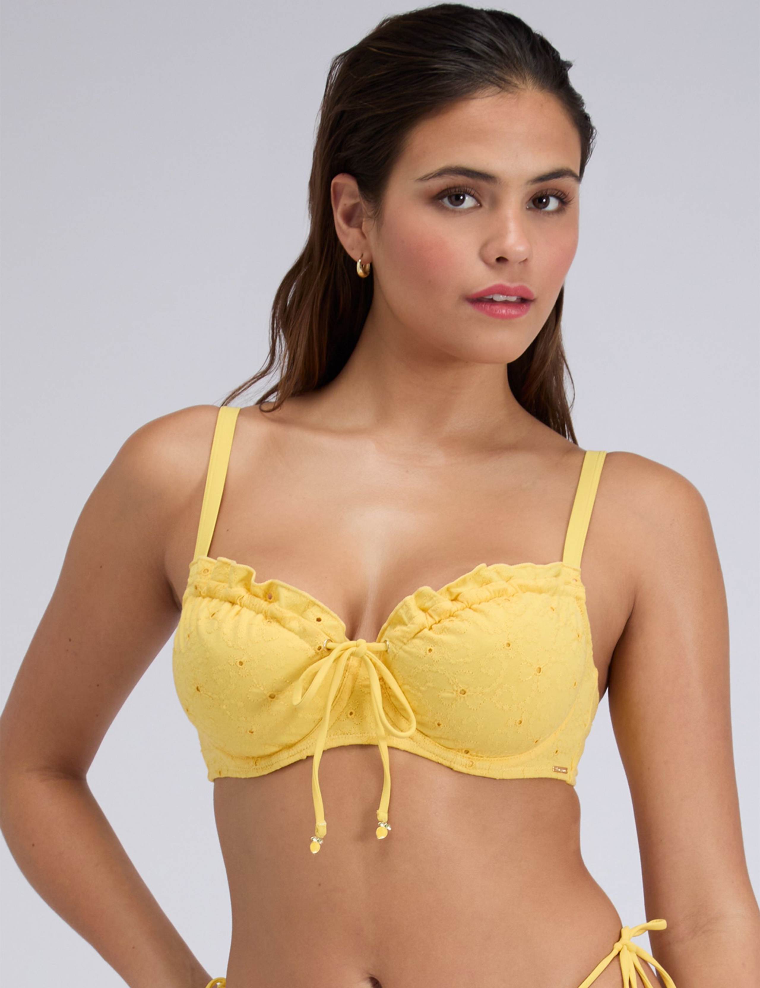 Amalfi Broderie Wired Tie Front Bikini Top (B-G) 1 of 4