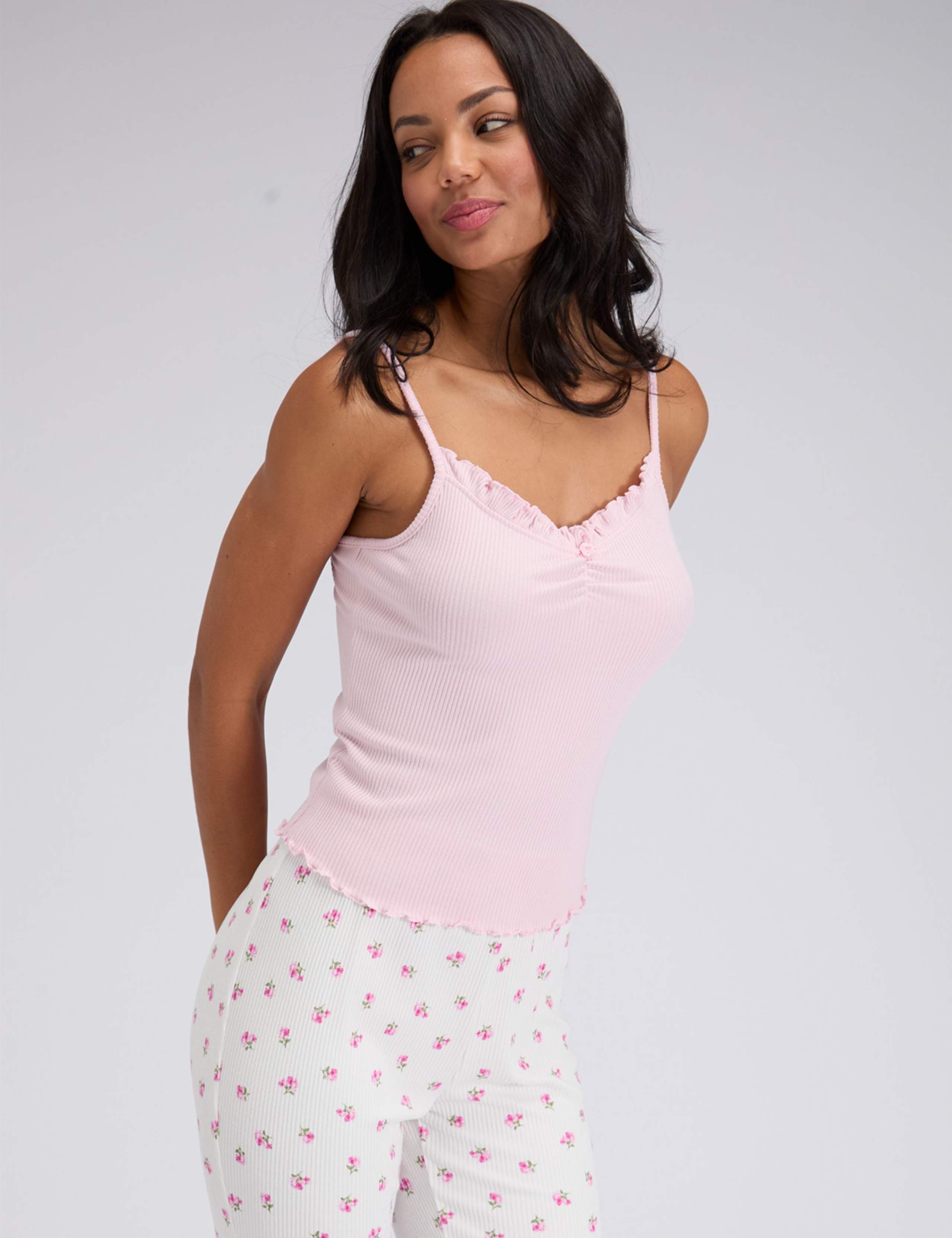 Floral Ribbed Cami Pyjama Set 3 of 5
