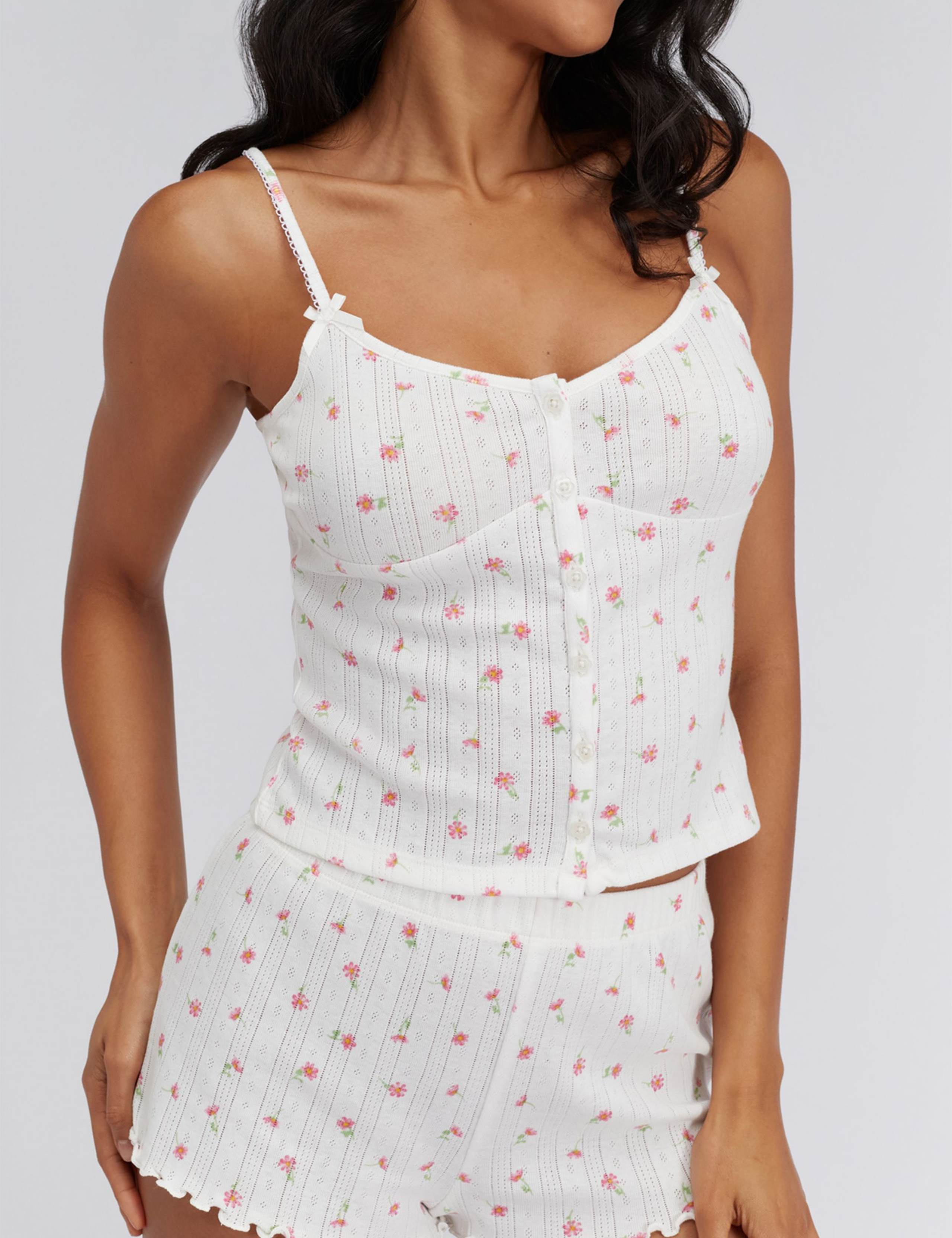 Cotton Rich Floral Pointelle Cami Shortie Set 4 of 5