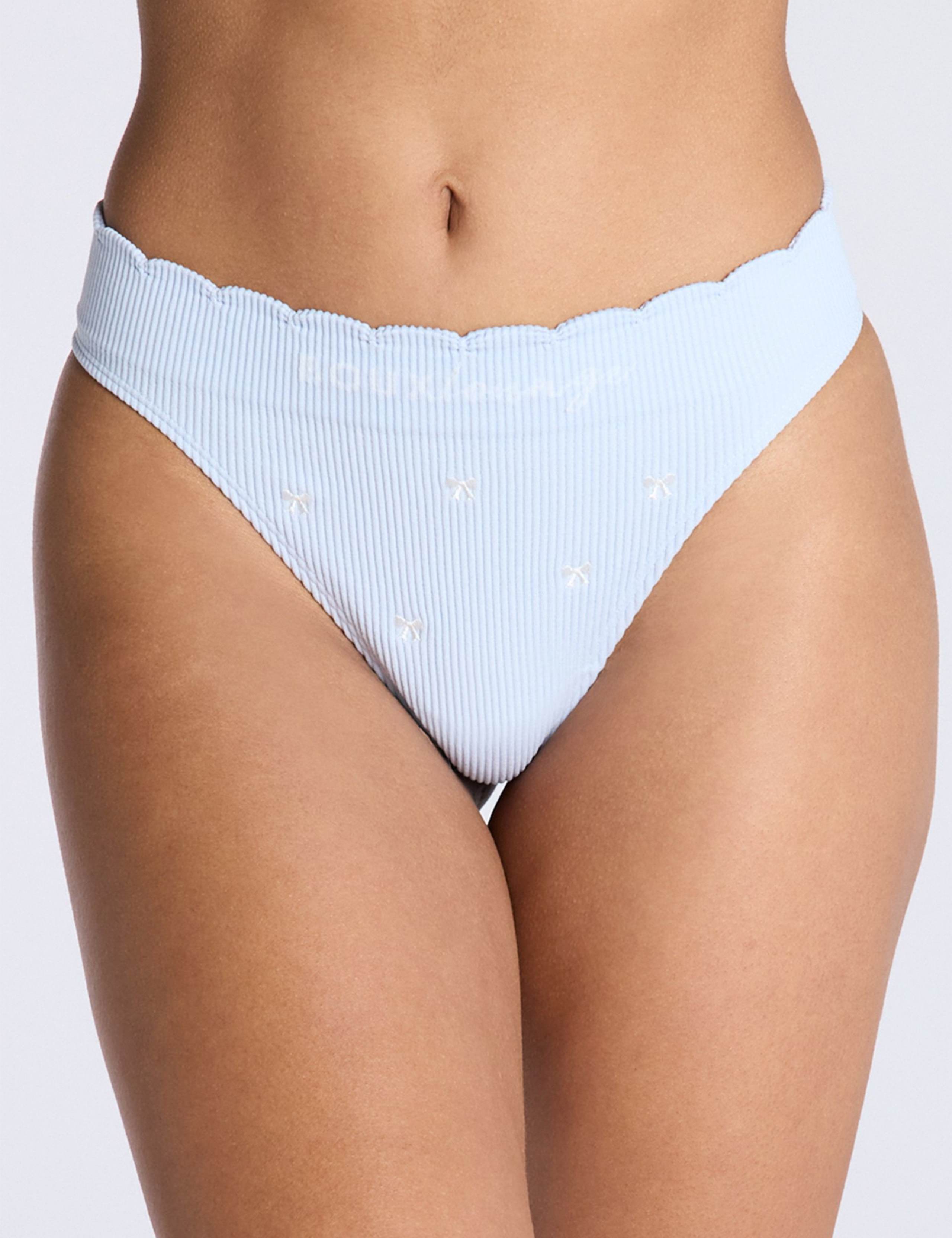 Bow Embroidered Ribbed Seamless Thong 3 of 5