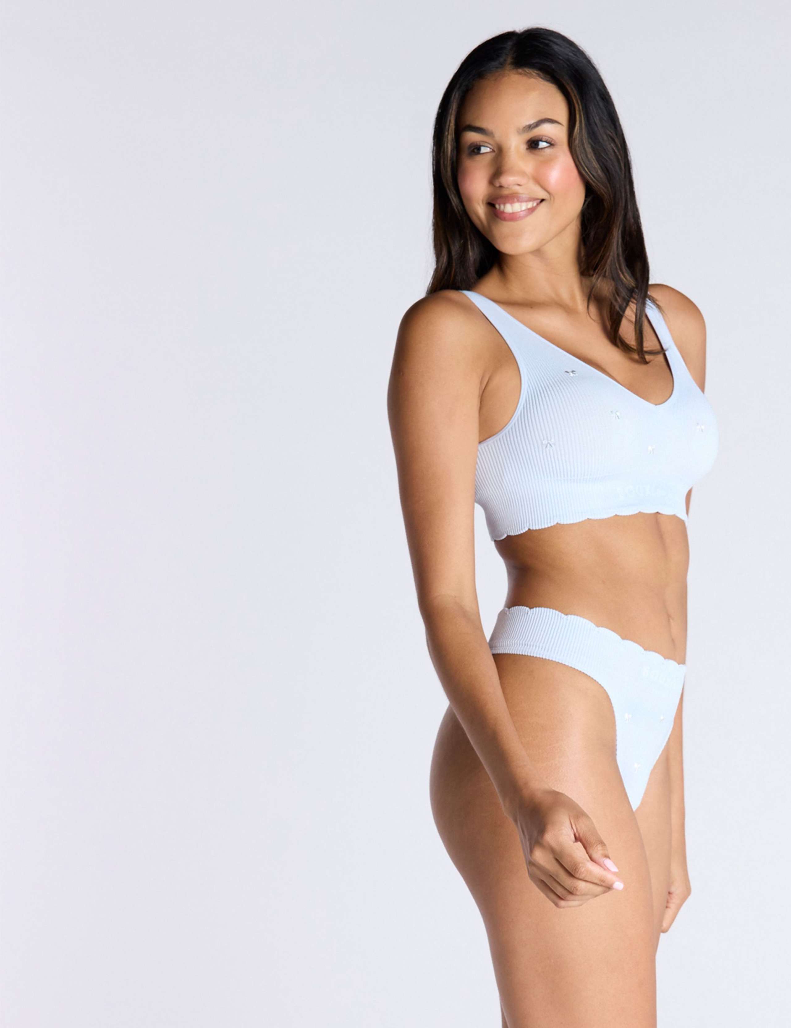 Bow Embroidered Ribbed Seamless Thong 5 of 5