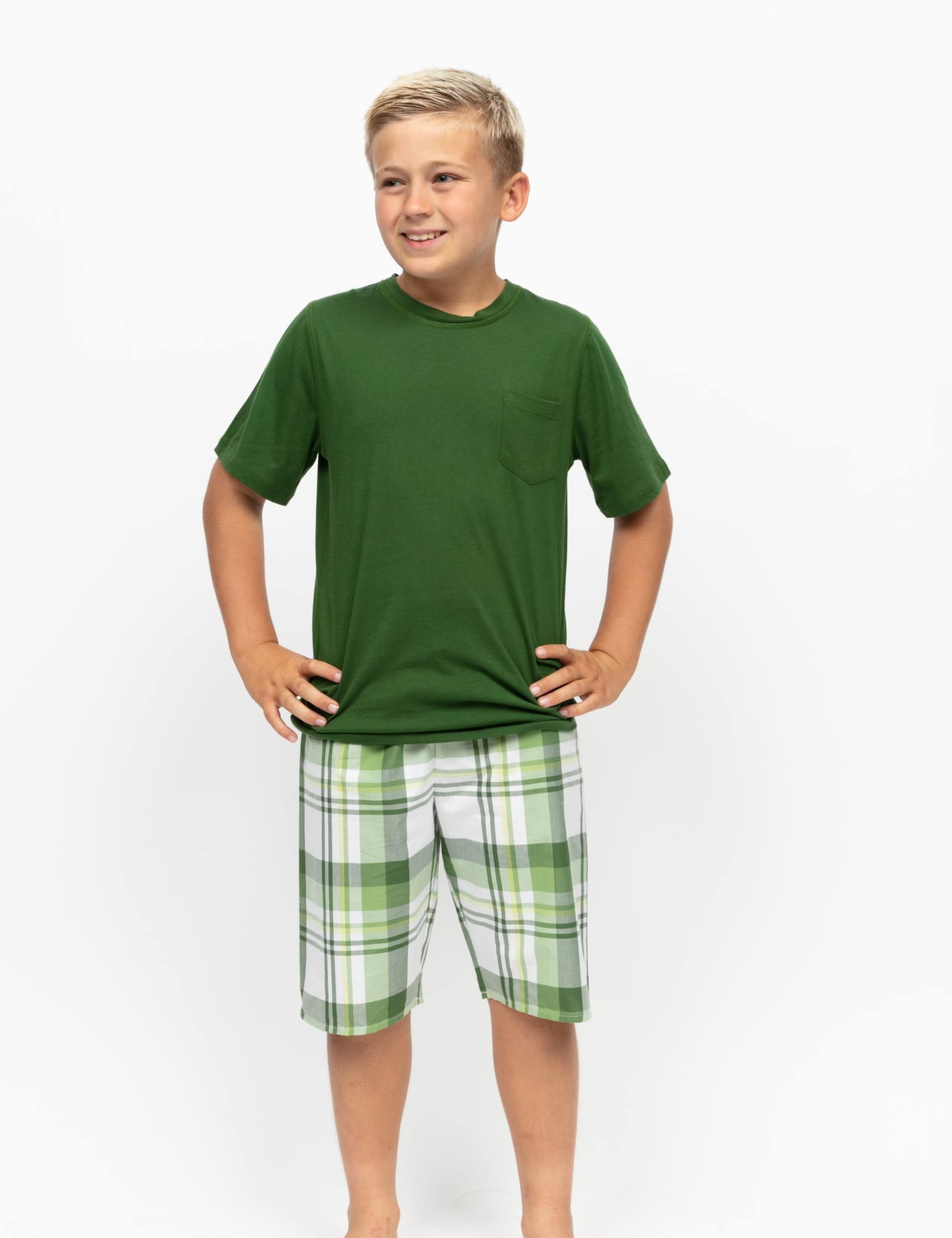 Cotton Modal Checked Pyjamas (2-13 Yrs) 1 of 4