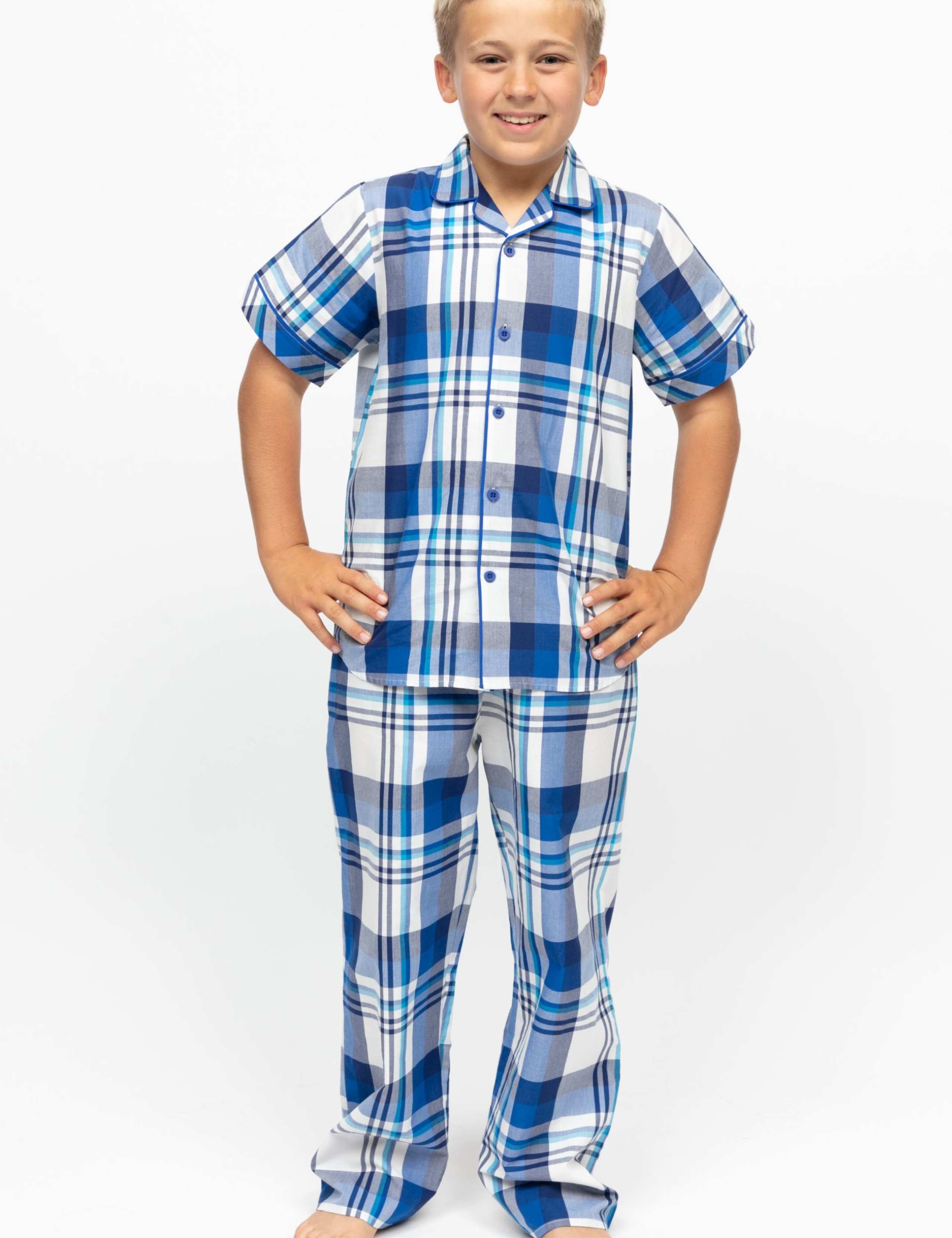 Pure Cotton Checked Pyjamas (2-13 Yrs) 1 of 4