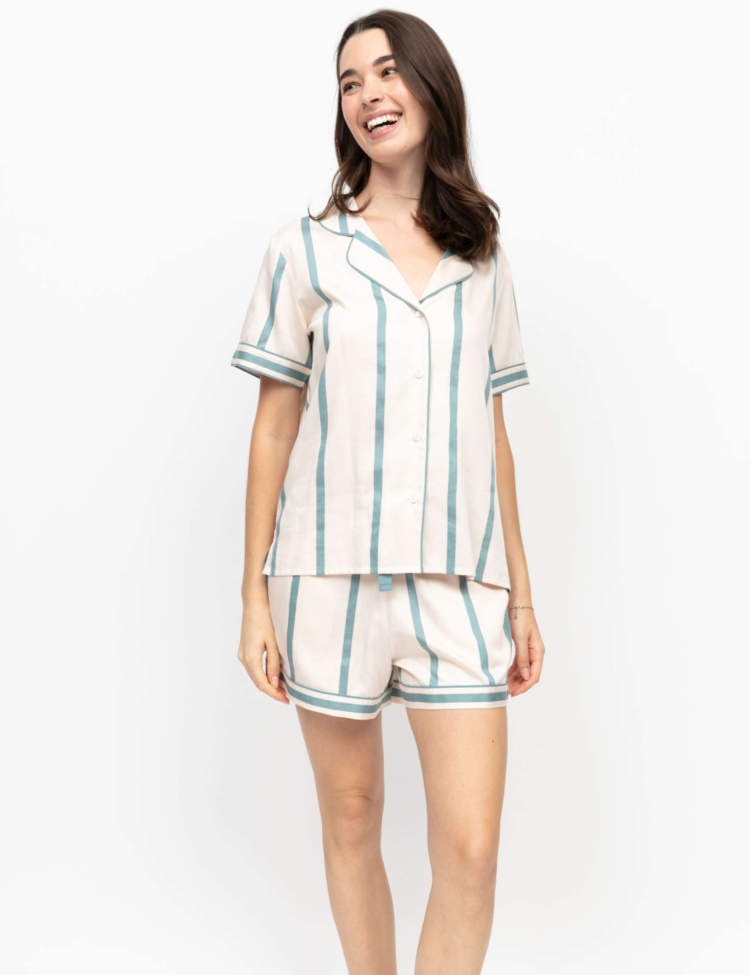 Cotton Modal Striped Shortie Set 3 of 4