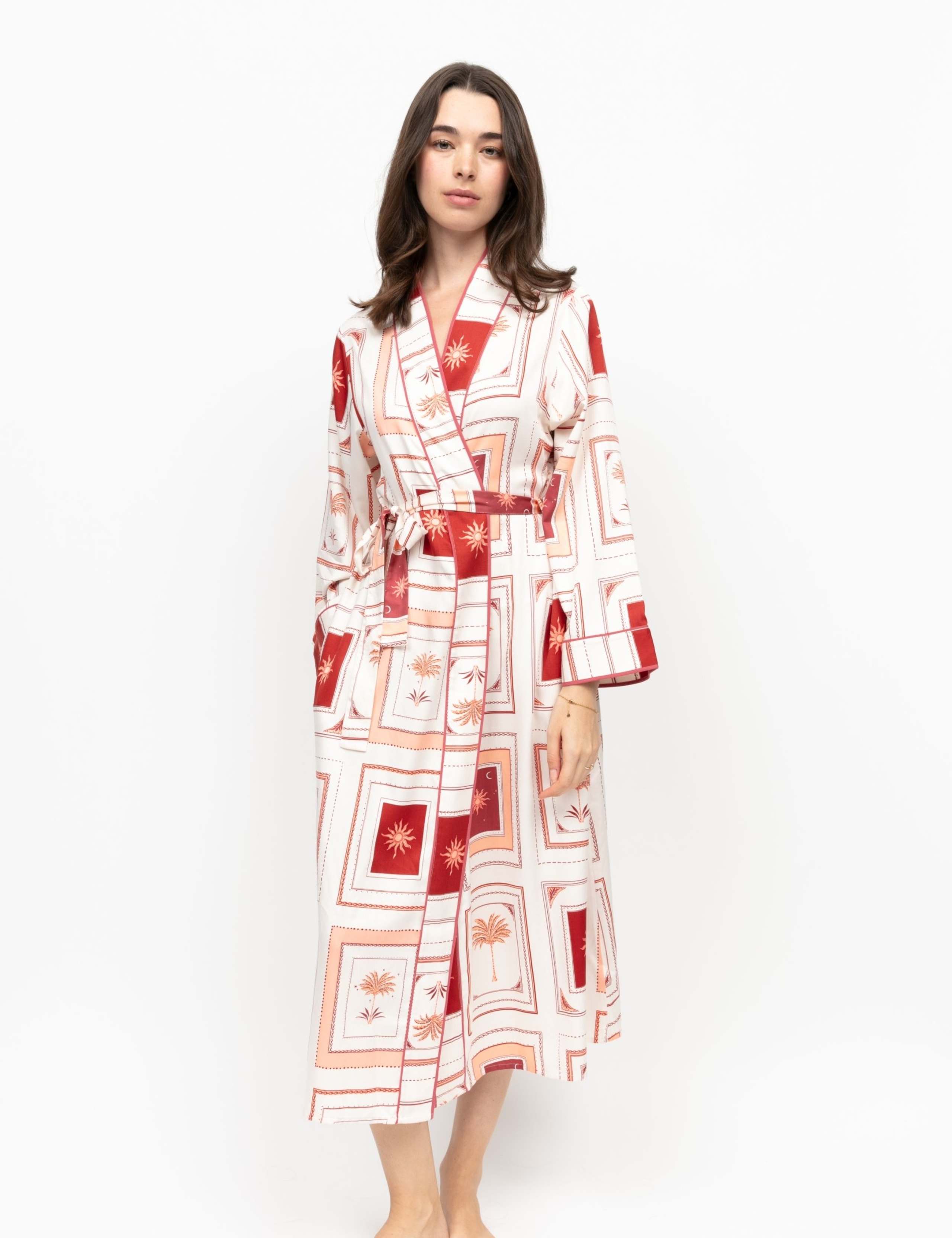 Cotton Modal Postcard Print Dressing Gown 3 of 4