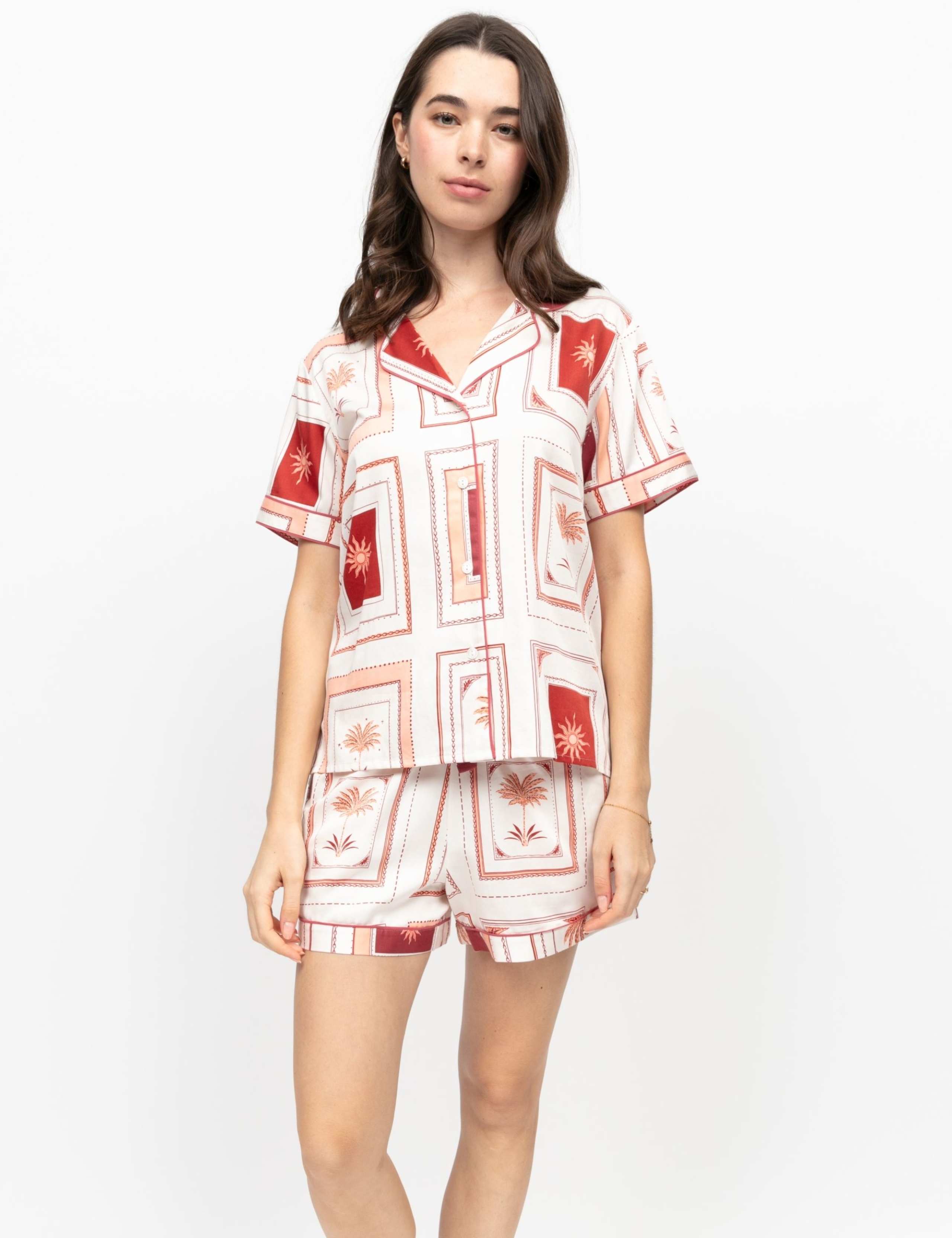 Fable And Eve Cotton Modal Postcard Print Shortie Set 3 of 4