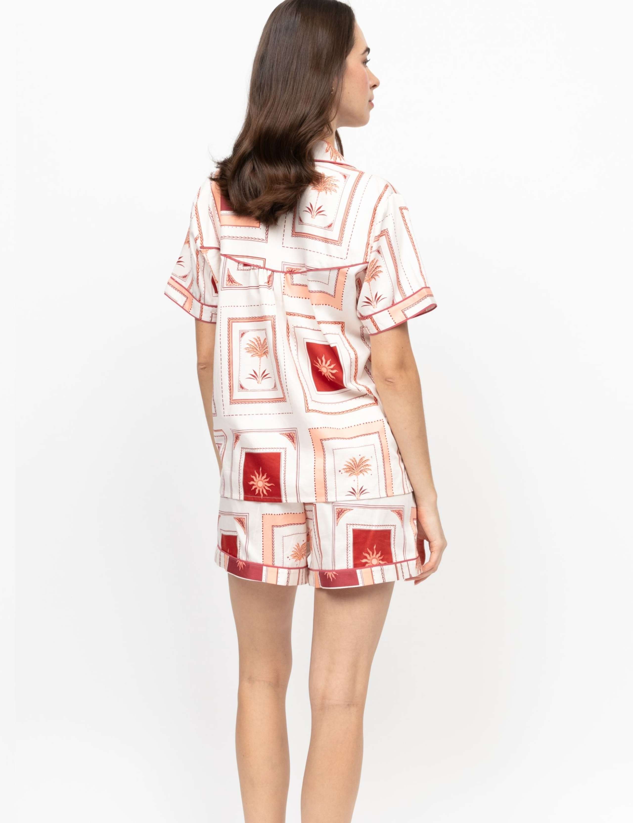 Cotton Modal Postcard Print Shortie Set 4 of 4