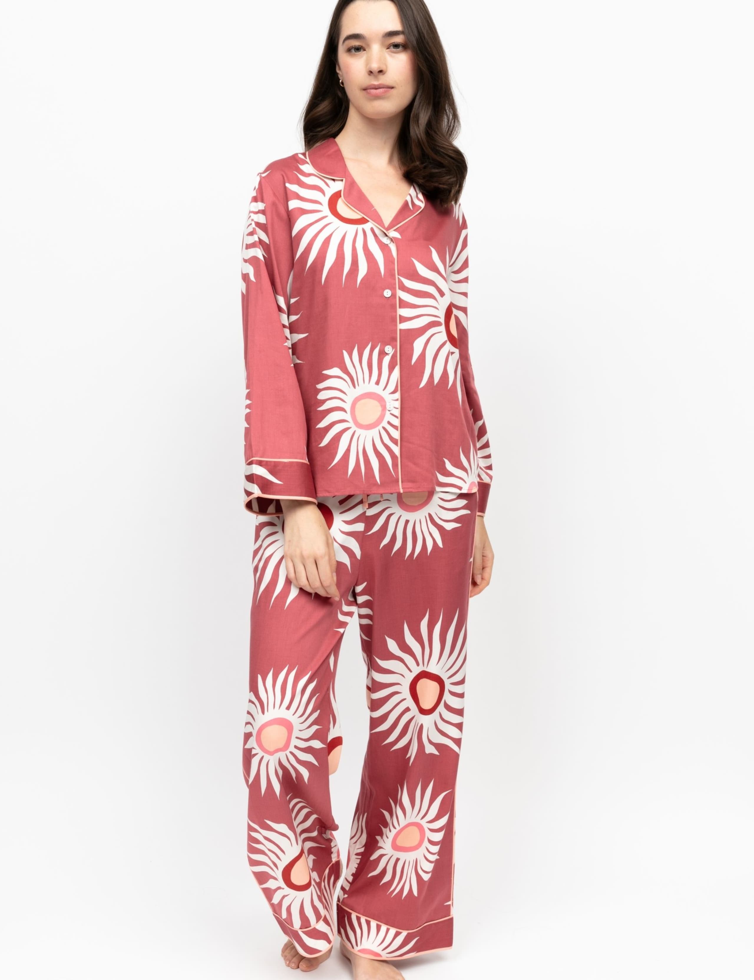 Abstract Sun Print Wide Leg Pyjama Set 3 of 4