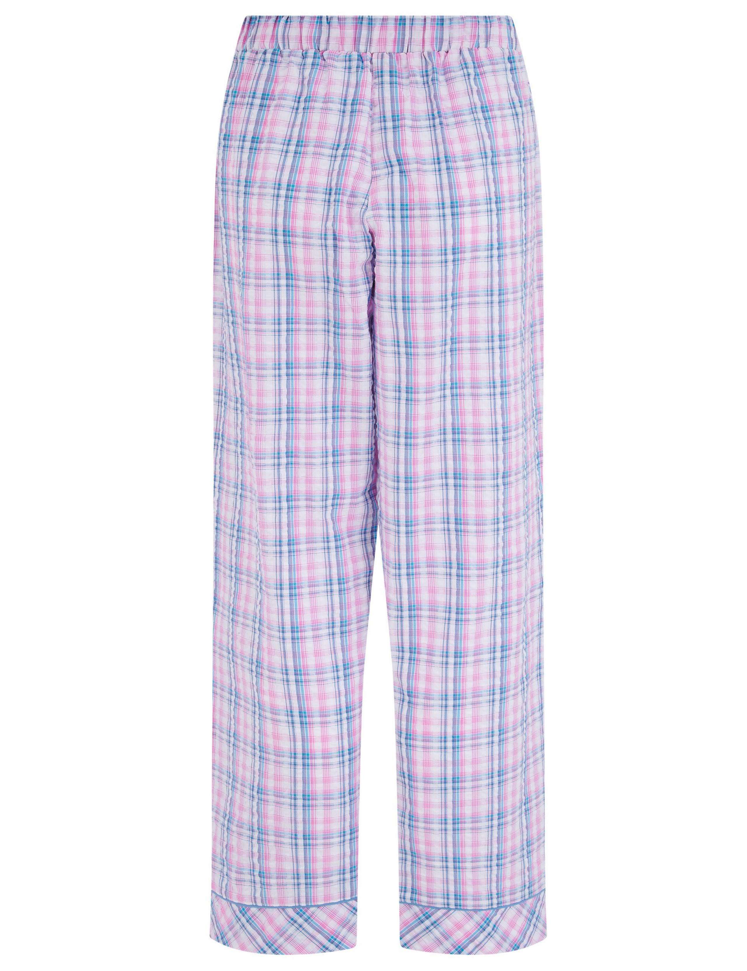 Ribbed Henley T-Shirt & Seersucker Trouser Pyjama Set 13 of 14