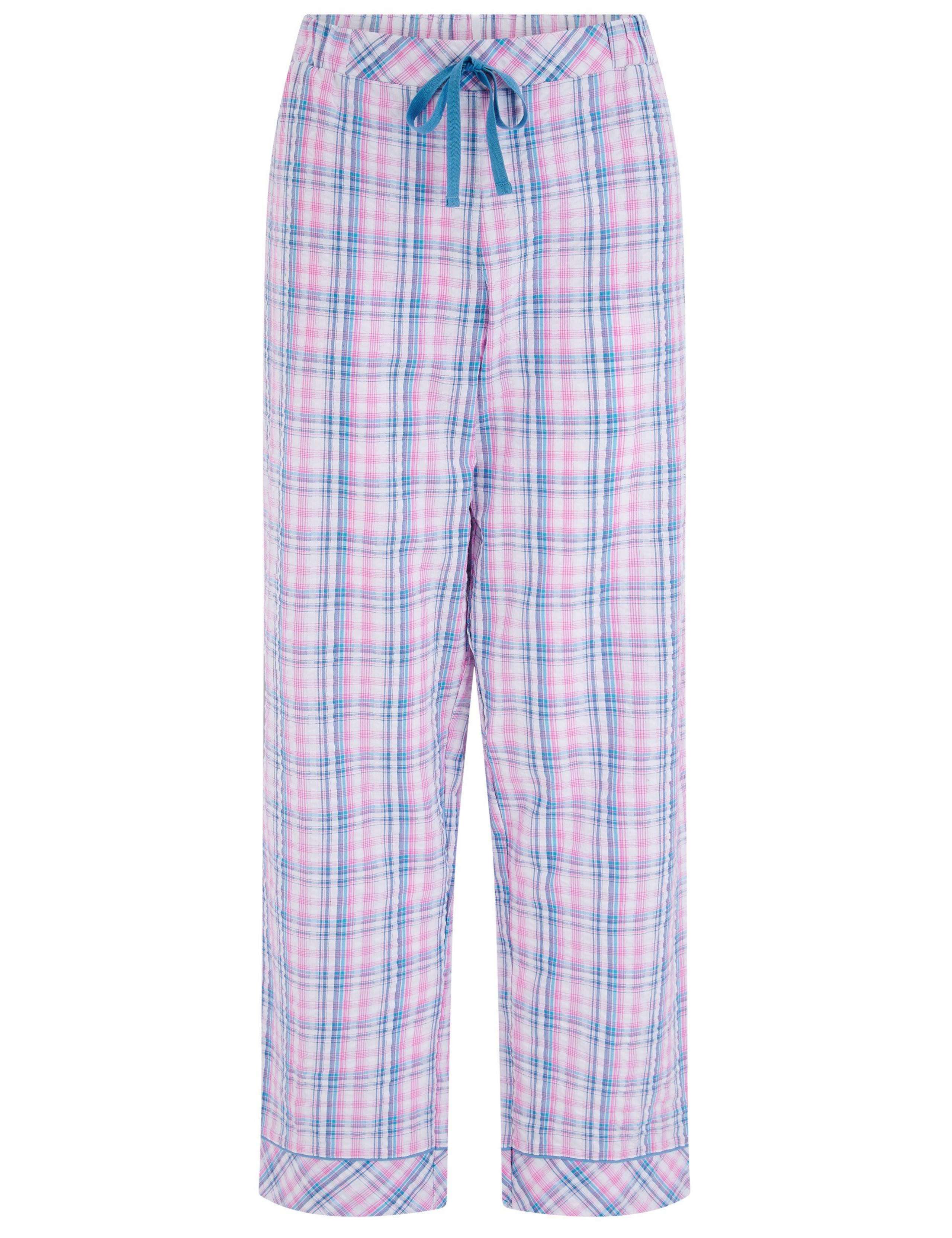 Ribbed Henley T-Shirt & Seersucker Trouser Pyjama Set 11 of 14