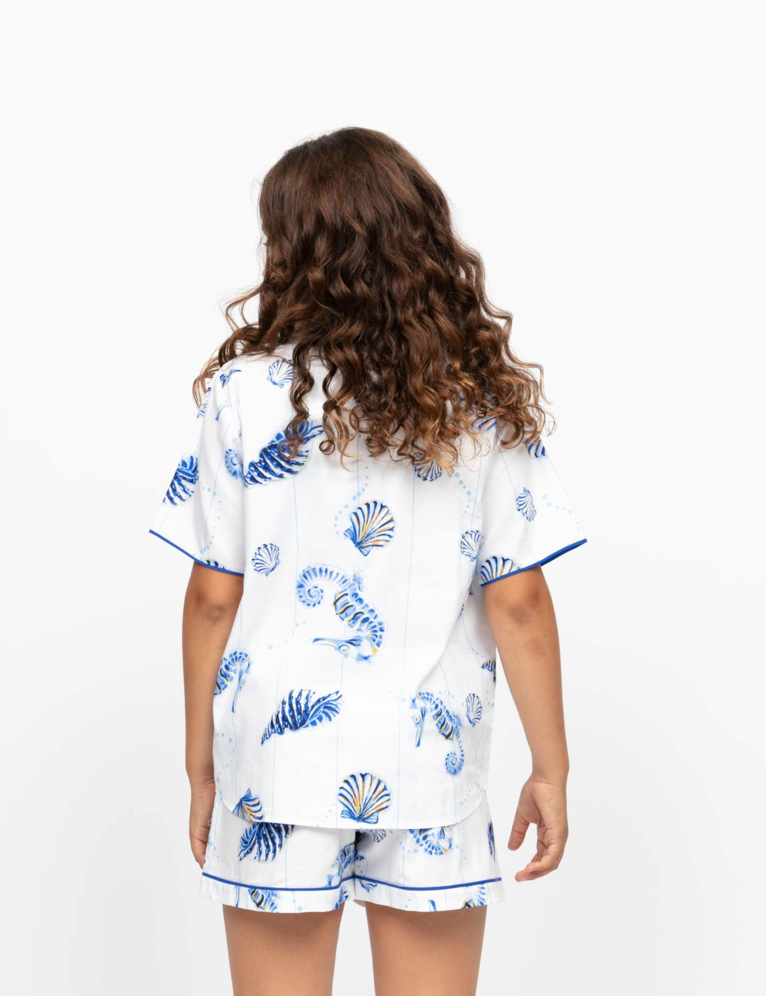 Cotton Modal Seahorse Striped Pyjamas (2-13 Yrs) 4 of 4