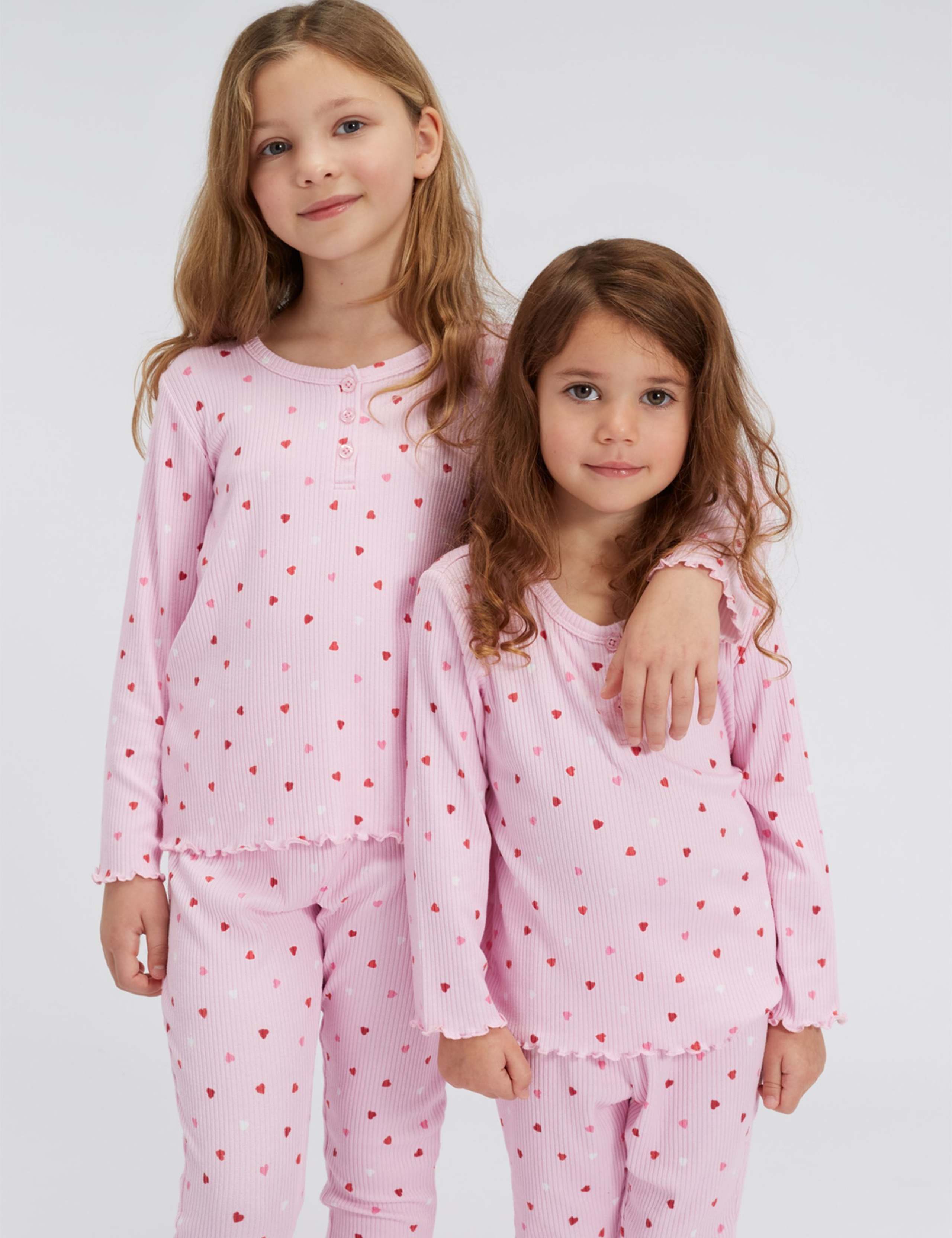 Valentines Ribbed Heart Print Pyjamas (2-12 Yrs) 3 of 5