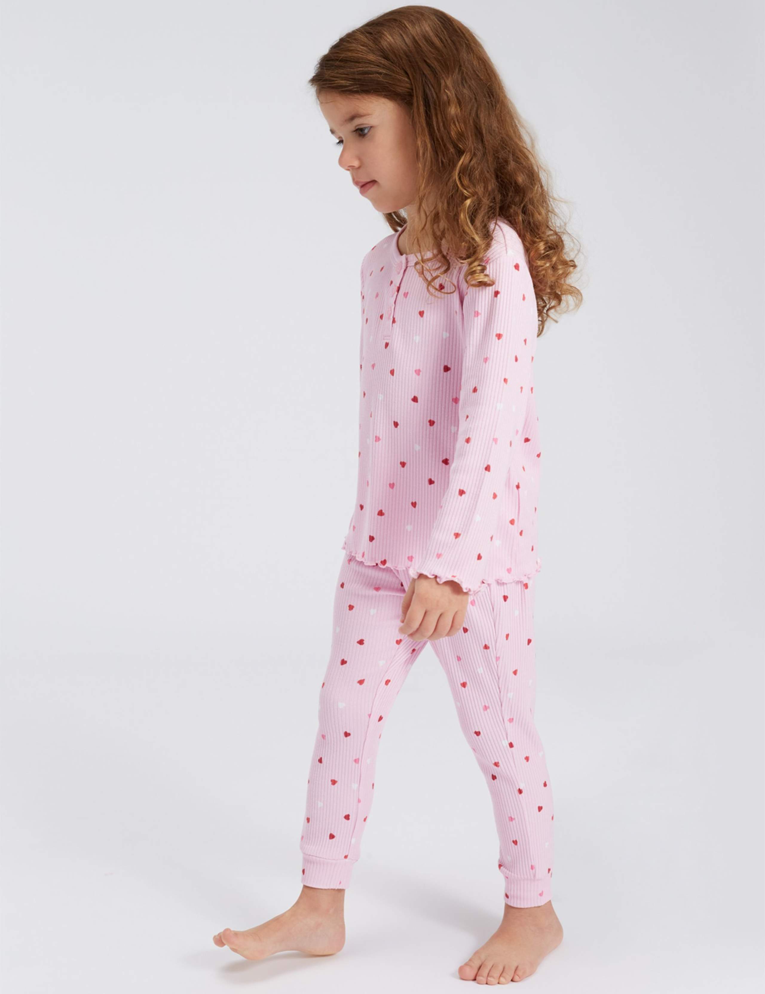 Valentines Ribbed Heart Print Pyjamas (2-12 Yrs) 5 of 5