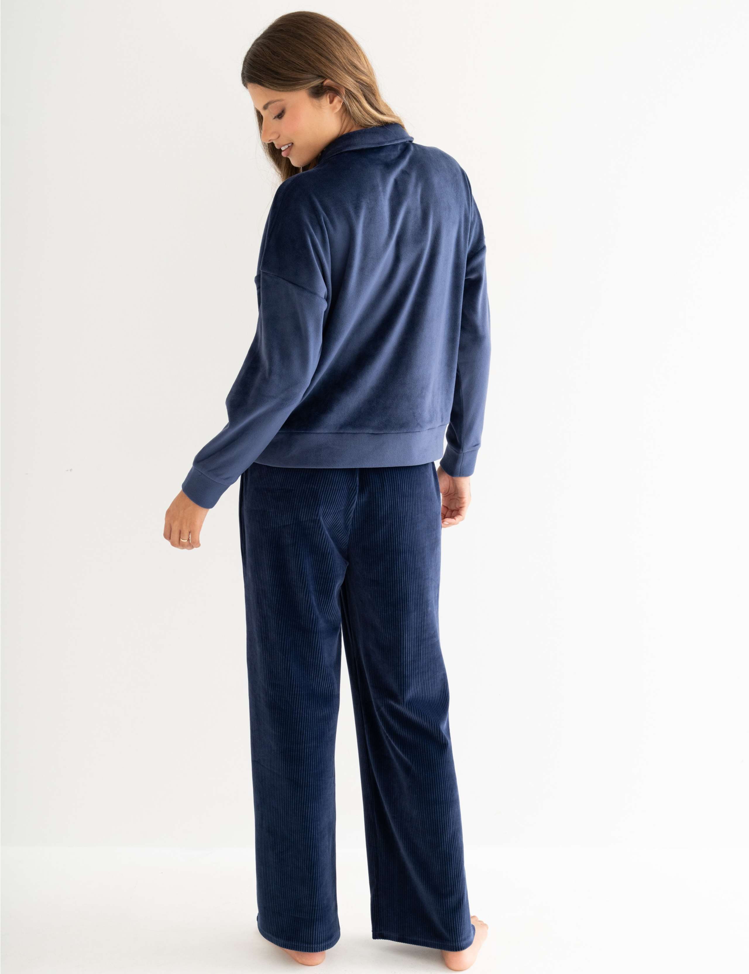 Cosy Fleece Ribbed Leg Pyjama Set 3 of 7