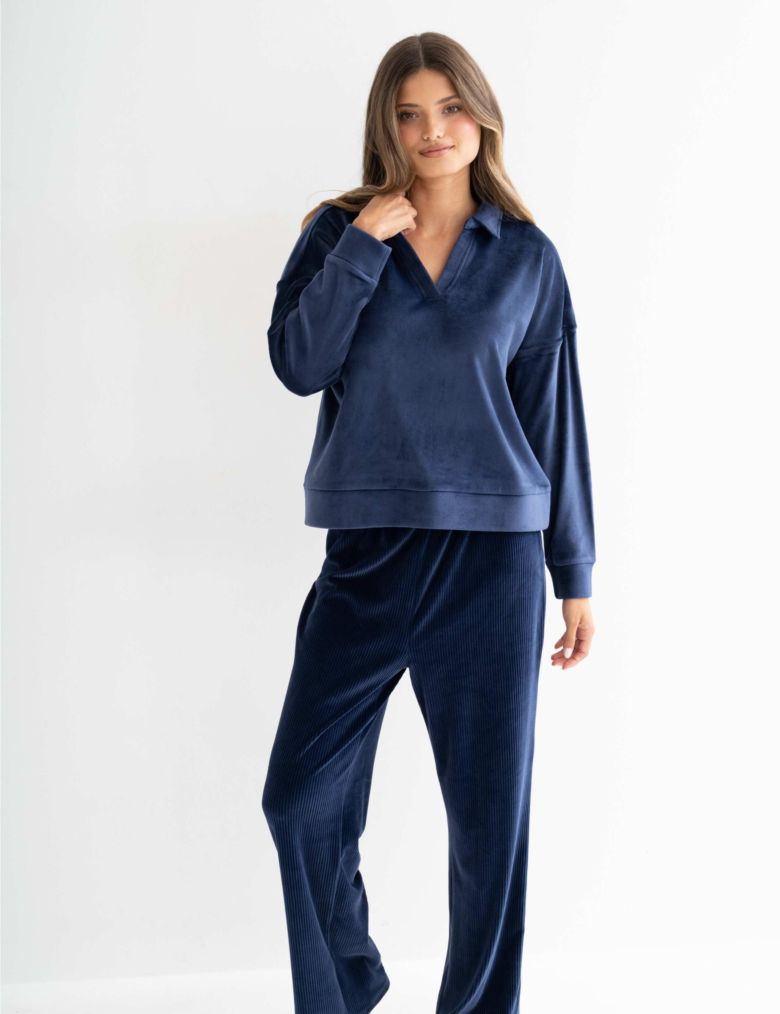 Cosy Fleece Ribbed Leg Pyjama Set 4 of 7
