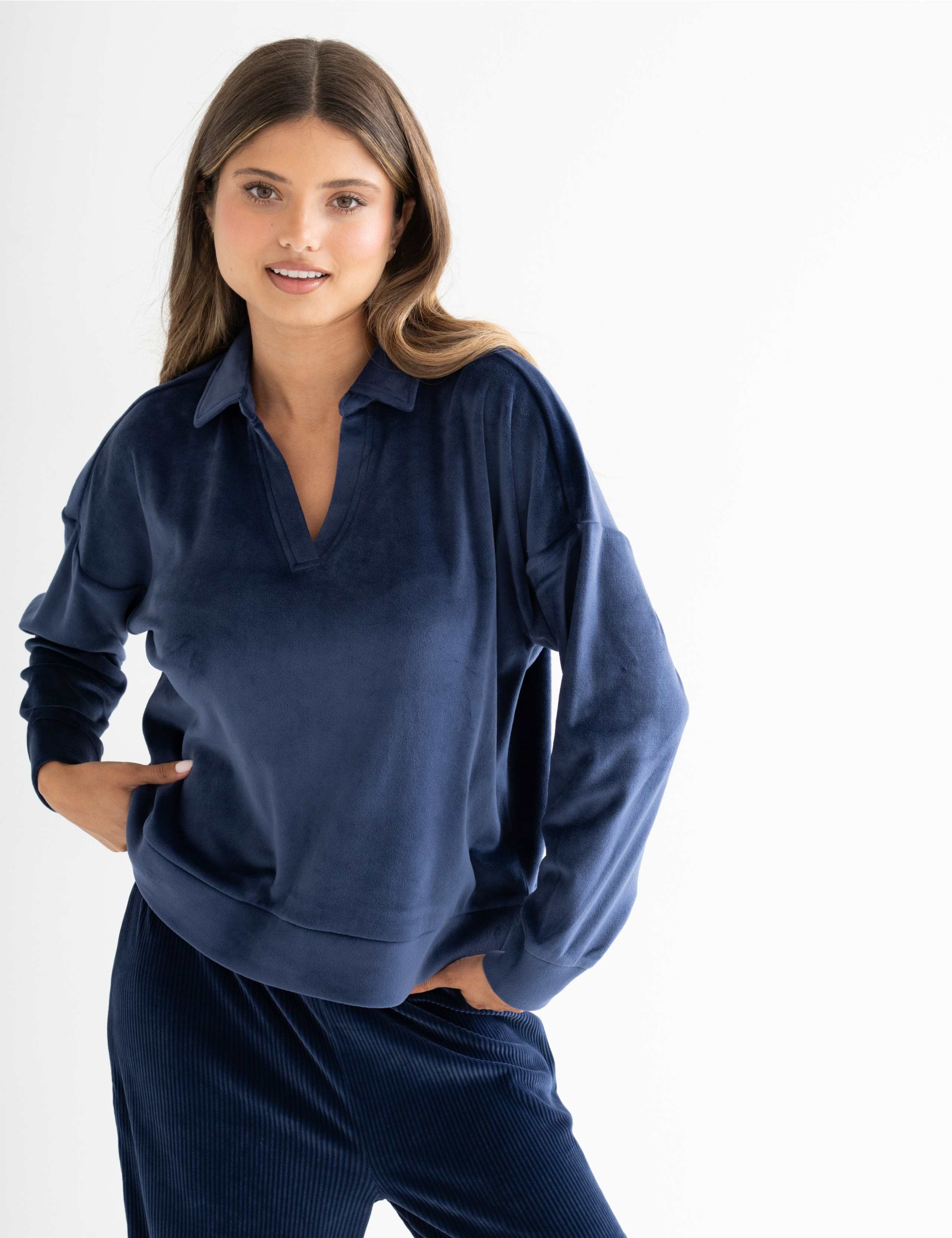 Cosy Fleece Ribbed Leg Pyjama Set 5 of 7