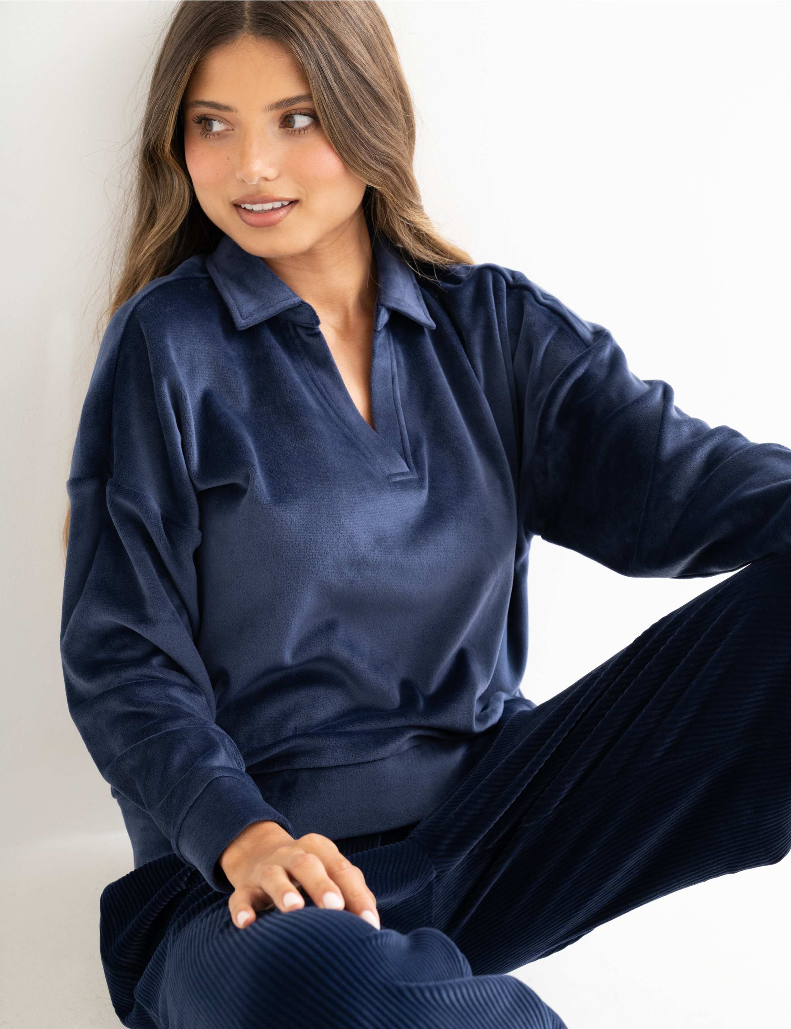 Cosy Fleece Ribbed Leg Pyjama Set 7 of 7