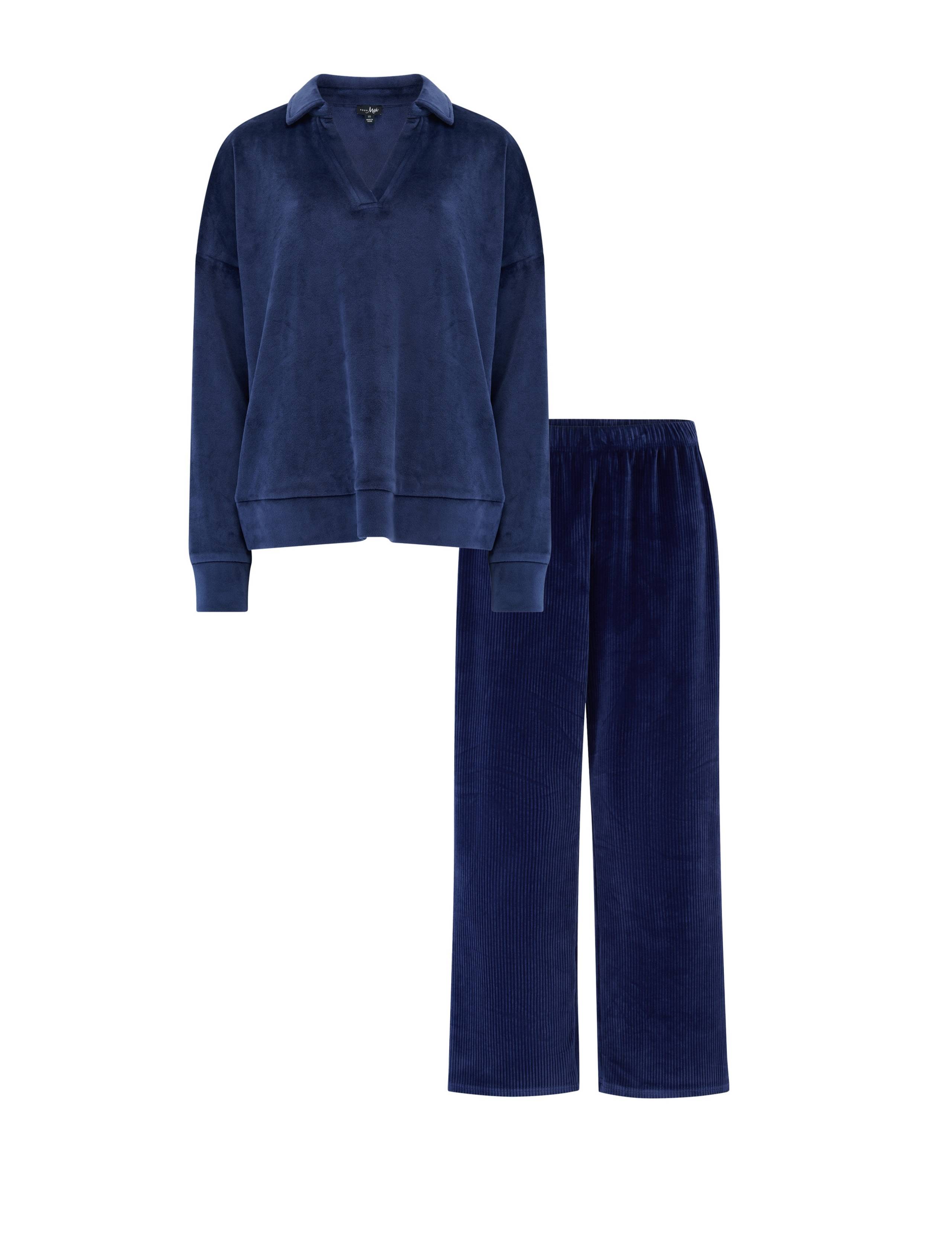 Cosy Fleece Ribbed Leg Pyjama Set 2 of 7