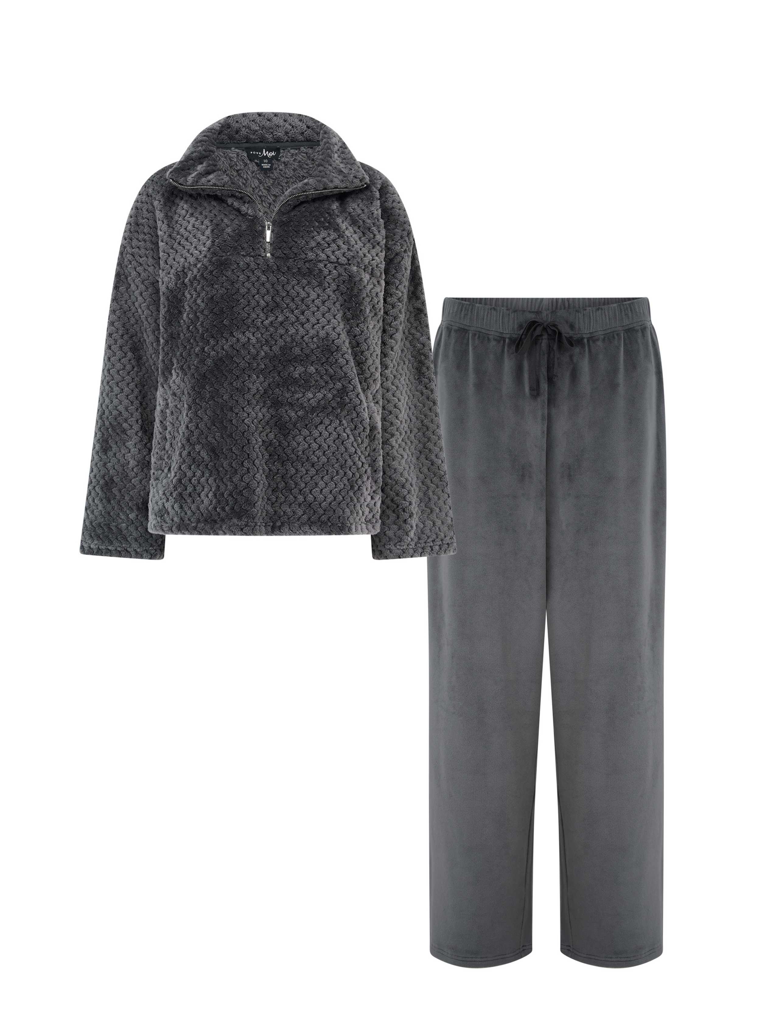 Cosy Zip Fleece Wide Leg Pyjama Set 2 of 5