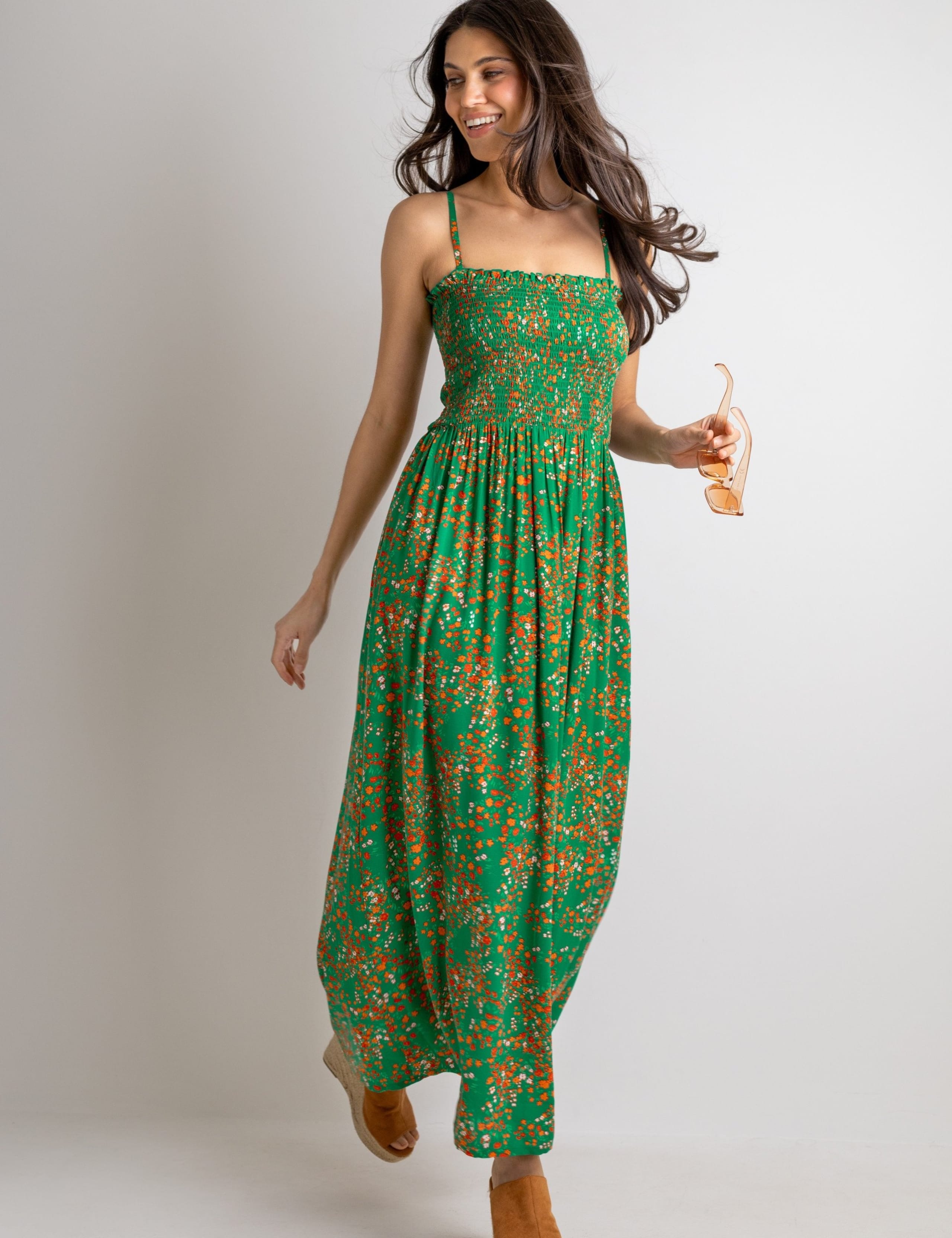 Emma Floral Maxi Shirred Beach Dress 3 of 4