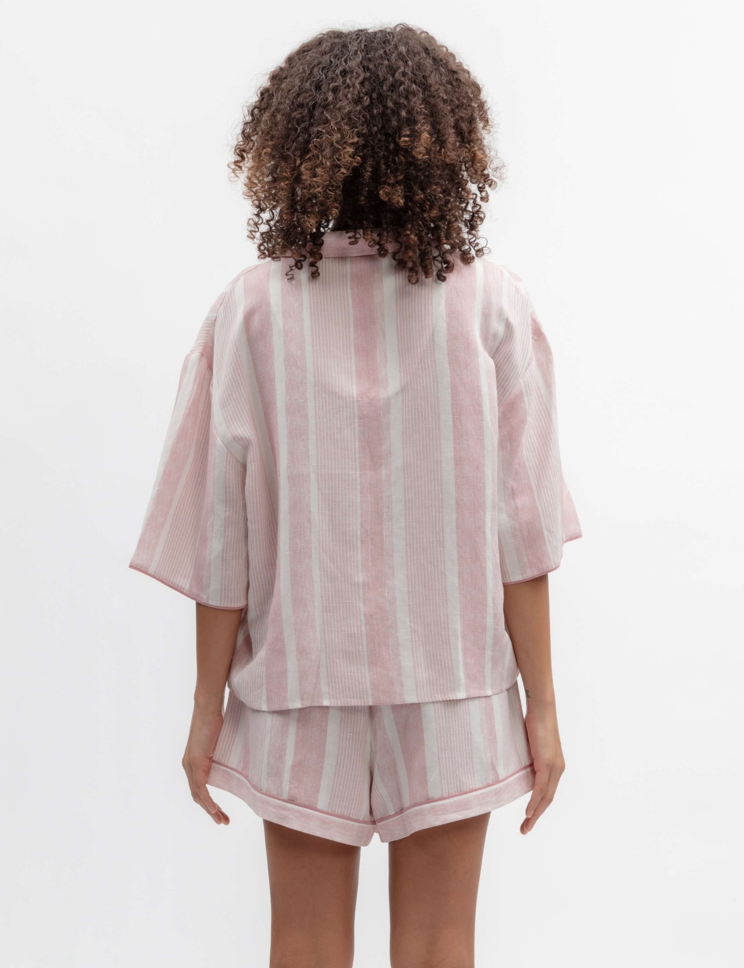 Linen Blend Striped Shortie Set 3 of 4