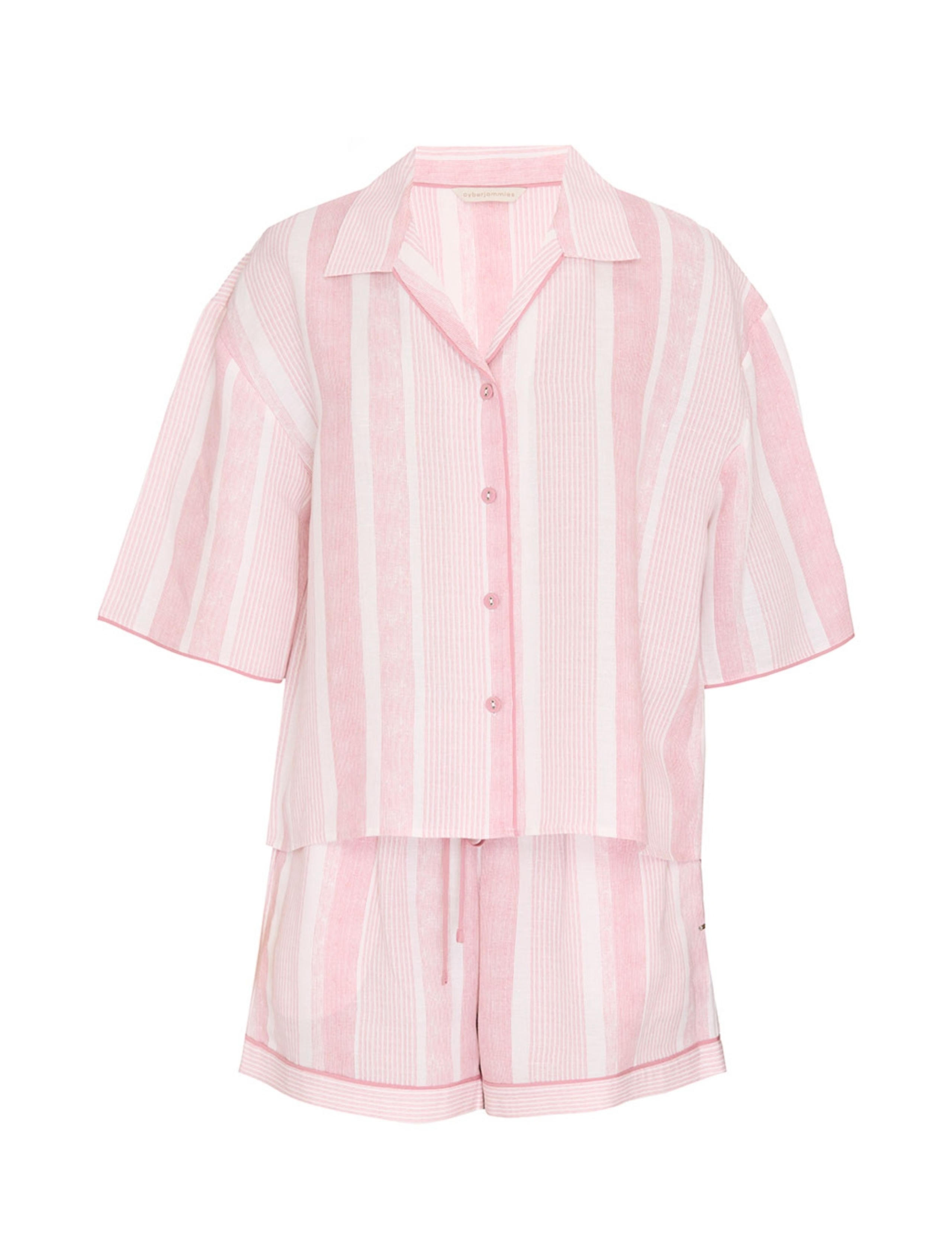Linen Blend Striped Shortie Set 2 of 4