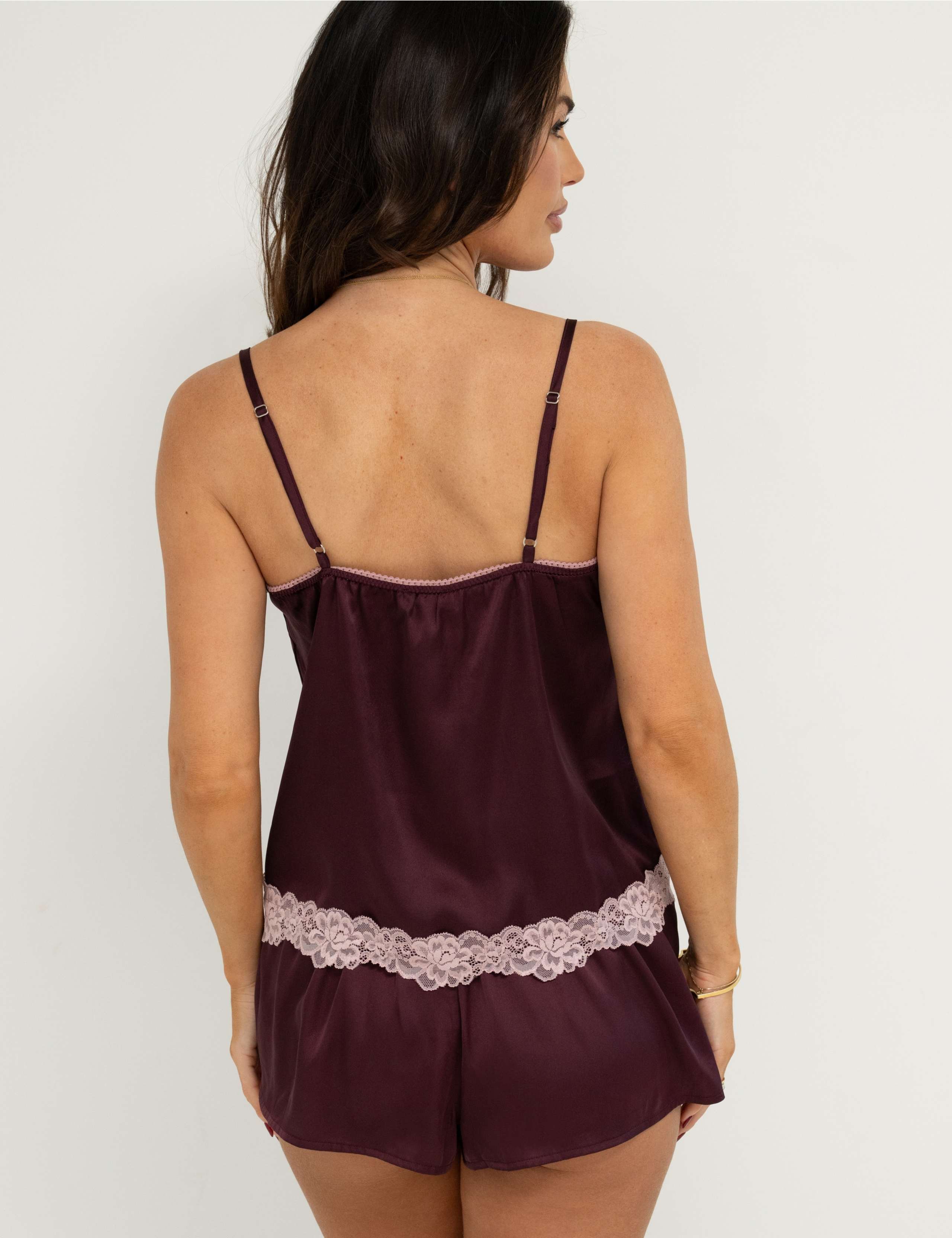 Satin Lace Trim Shortie Set 3 of 5