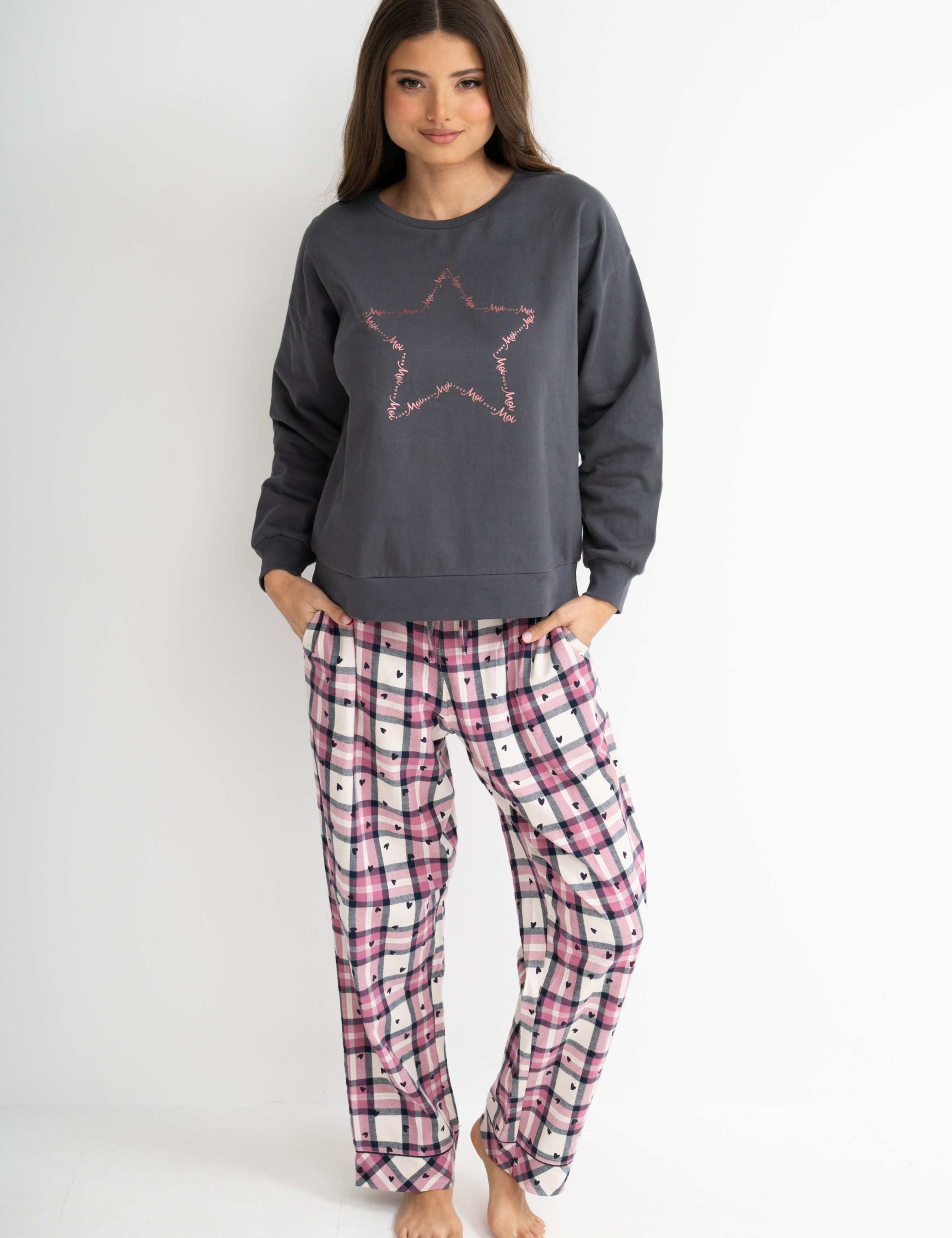 Pure Cotton Heart Check Pyjama Set 4 of 6