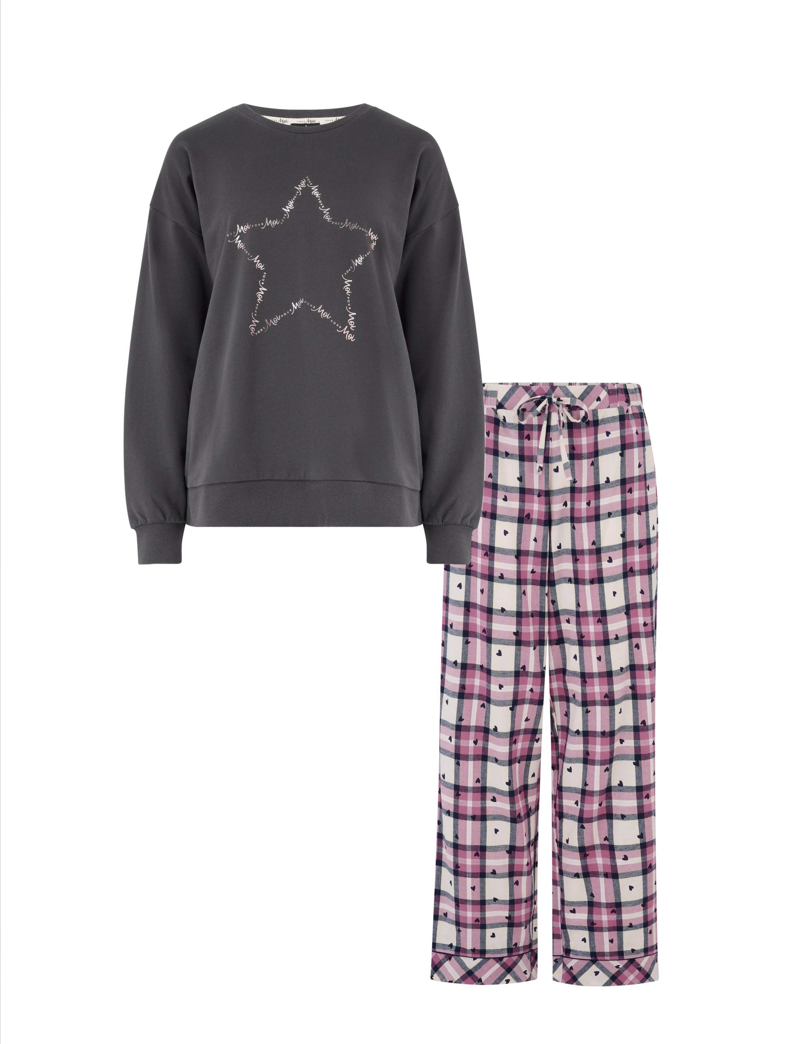 Pure Cotton Heart Check Pyjama Set 2 of 6