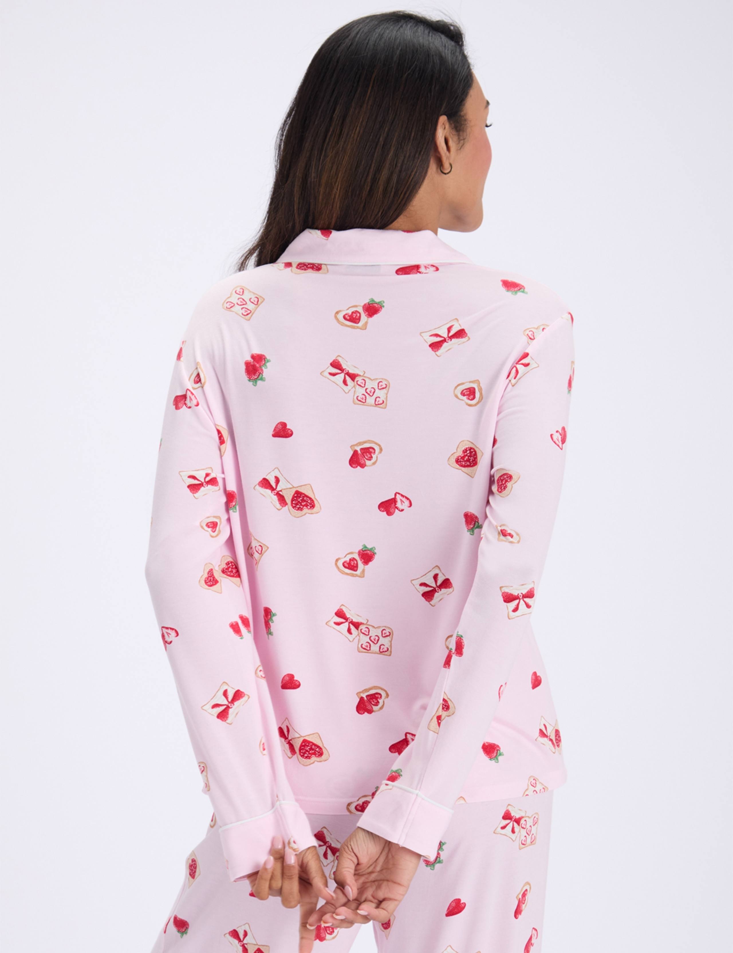 Modal Rich Strawberry Print Pyjama Set 5 of 7