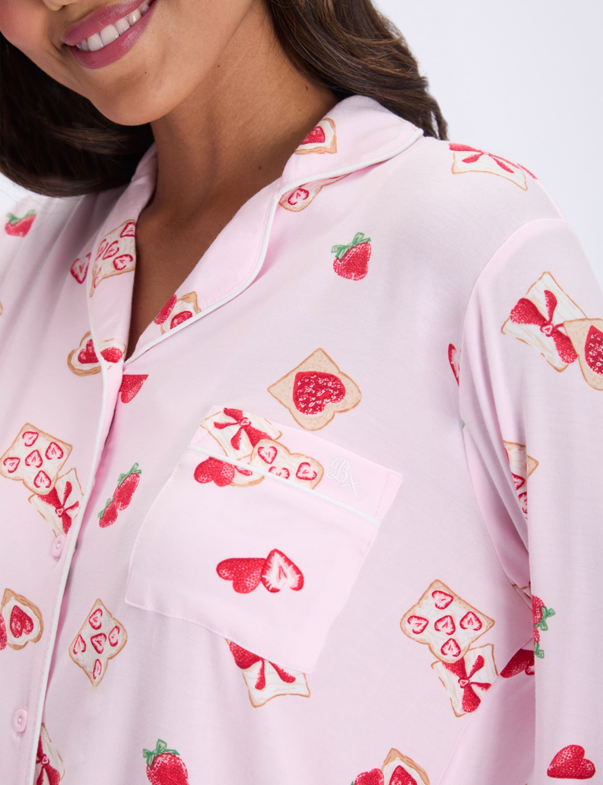 Modal Rich Strawberry Print Pyjama Set 6 of 7