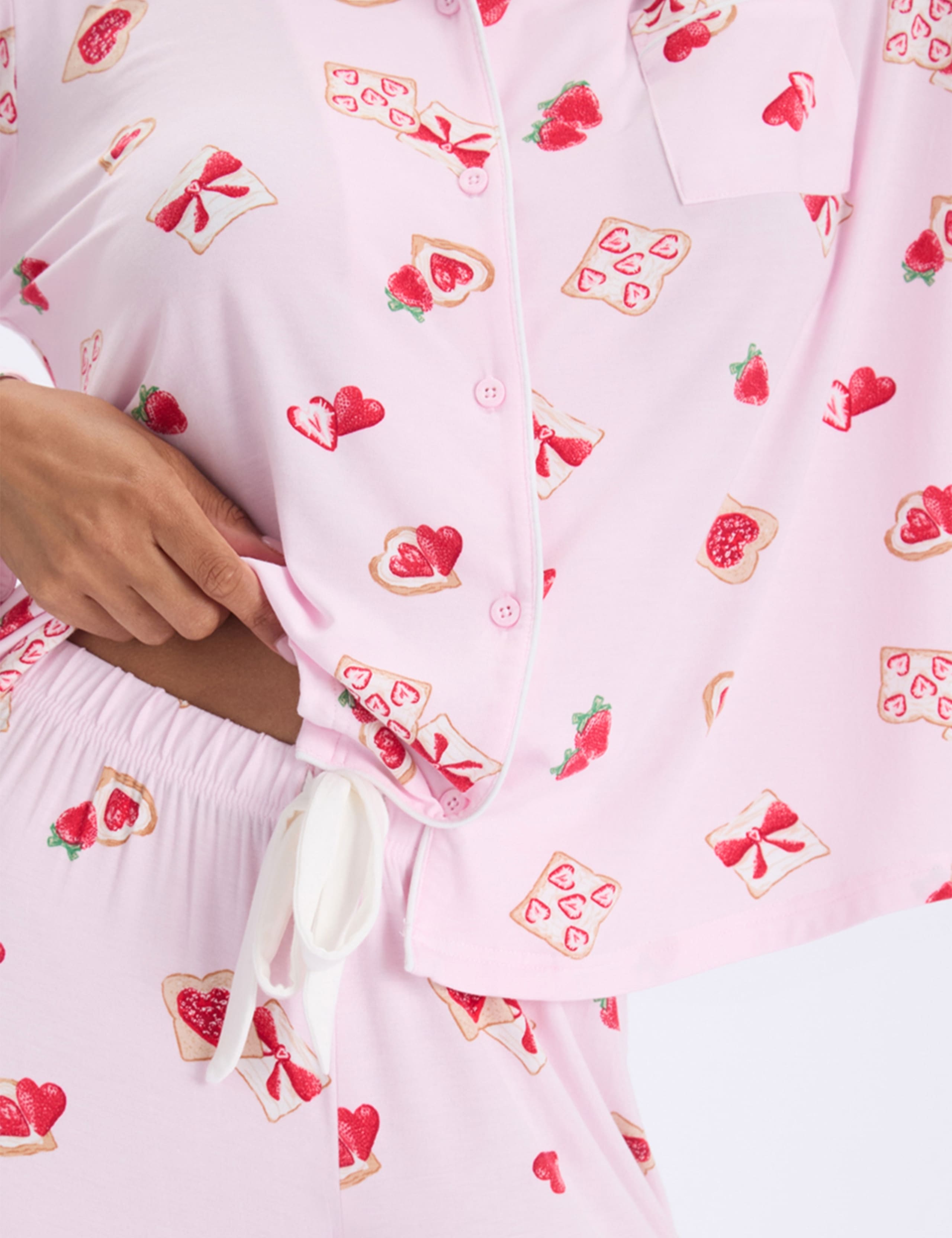 Modal Rich Strawberry Print Pyjama Set 7 of 7
