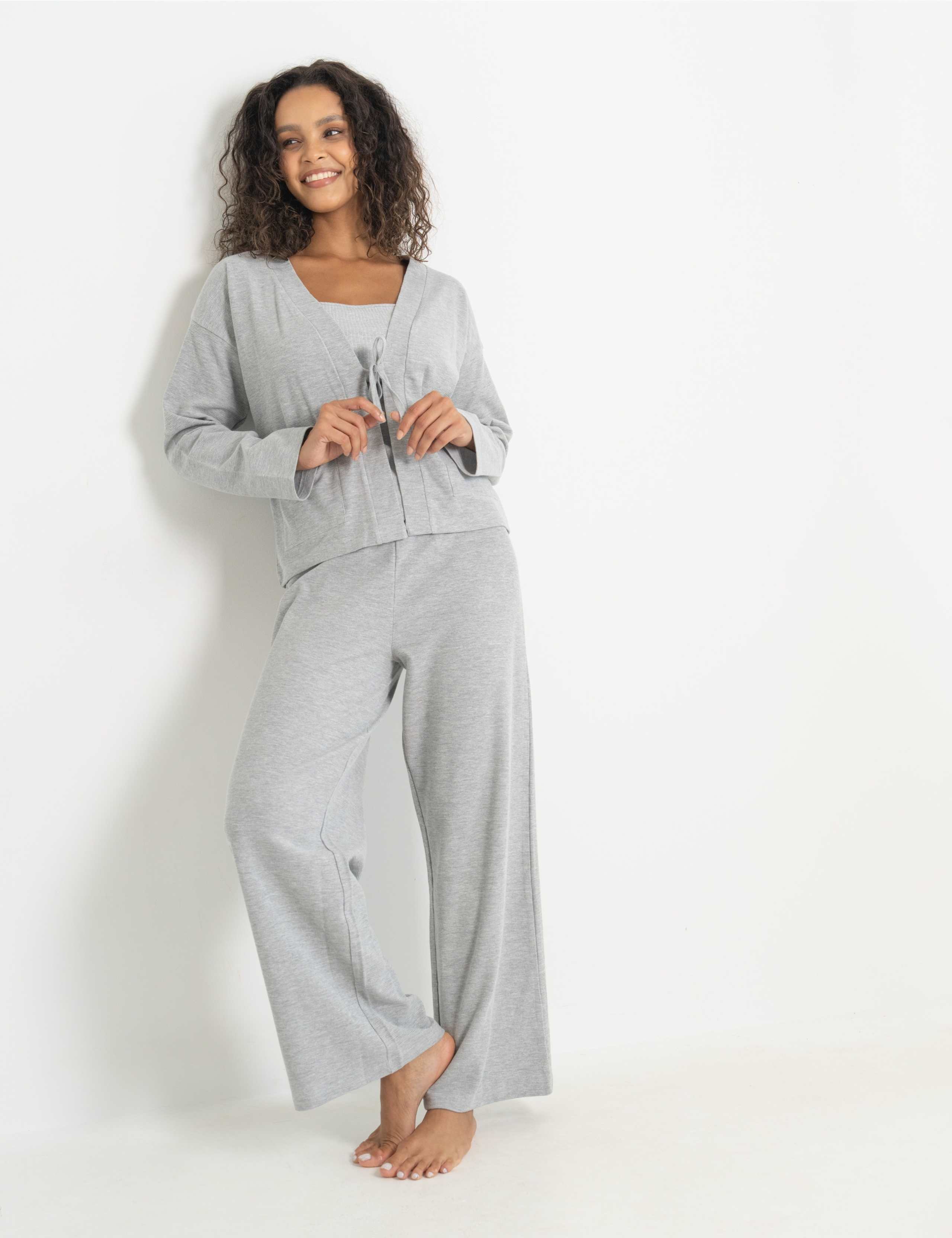 3 Piece Pure Cotton Waffle Pyjama Set 4 of 9
