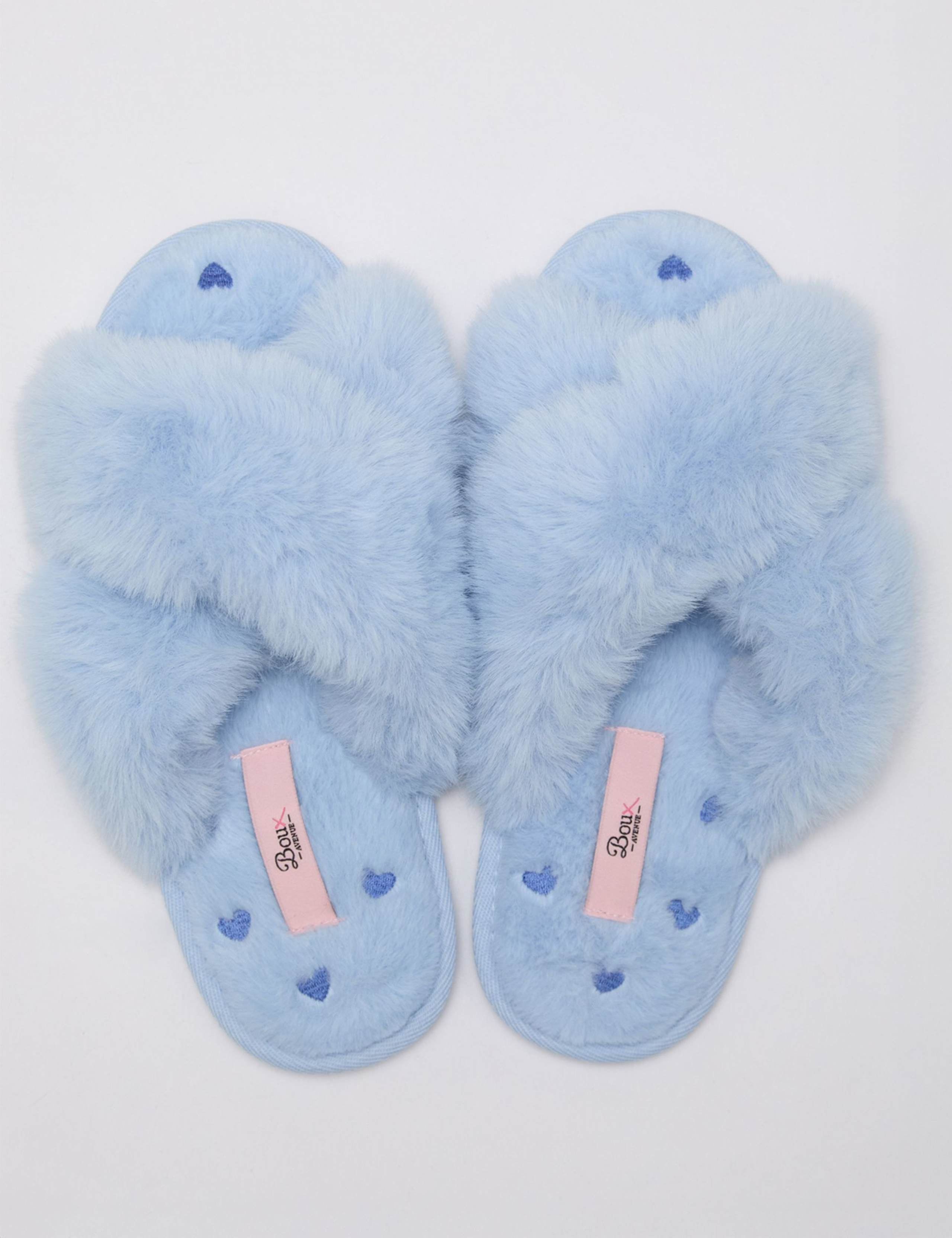 Heart Embroidered Crossband Open Toe Slippers 2 of 6