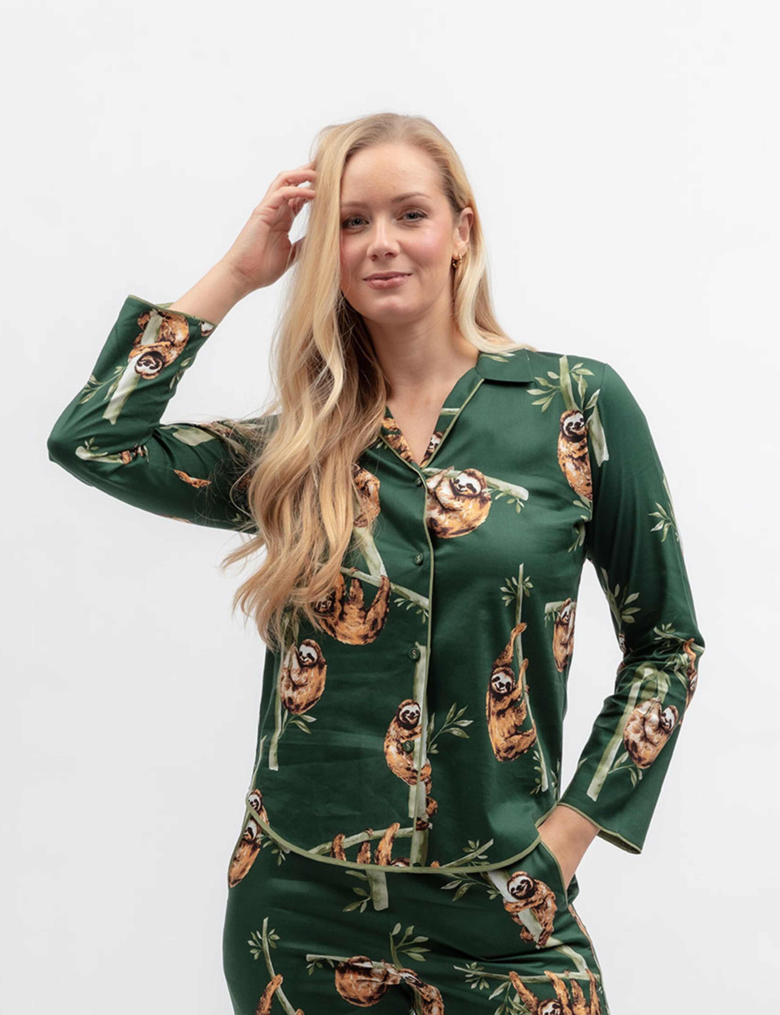 Cotton Modal Sloth Print Pyjama Top 3 of 4