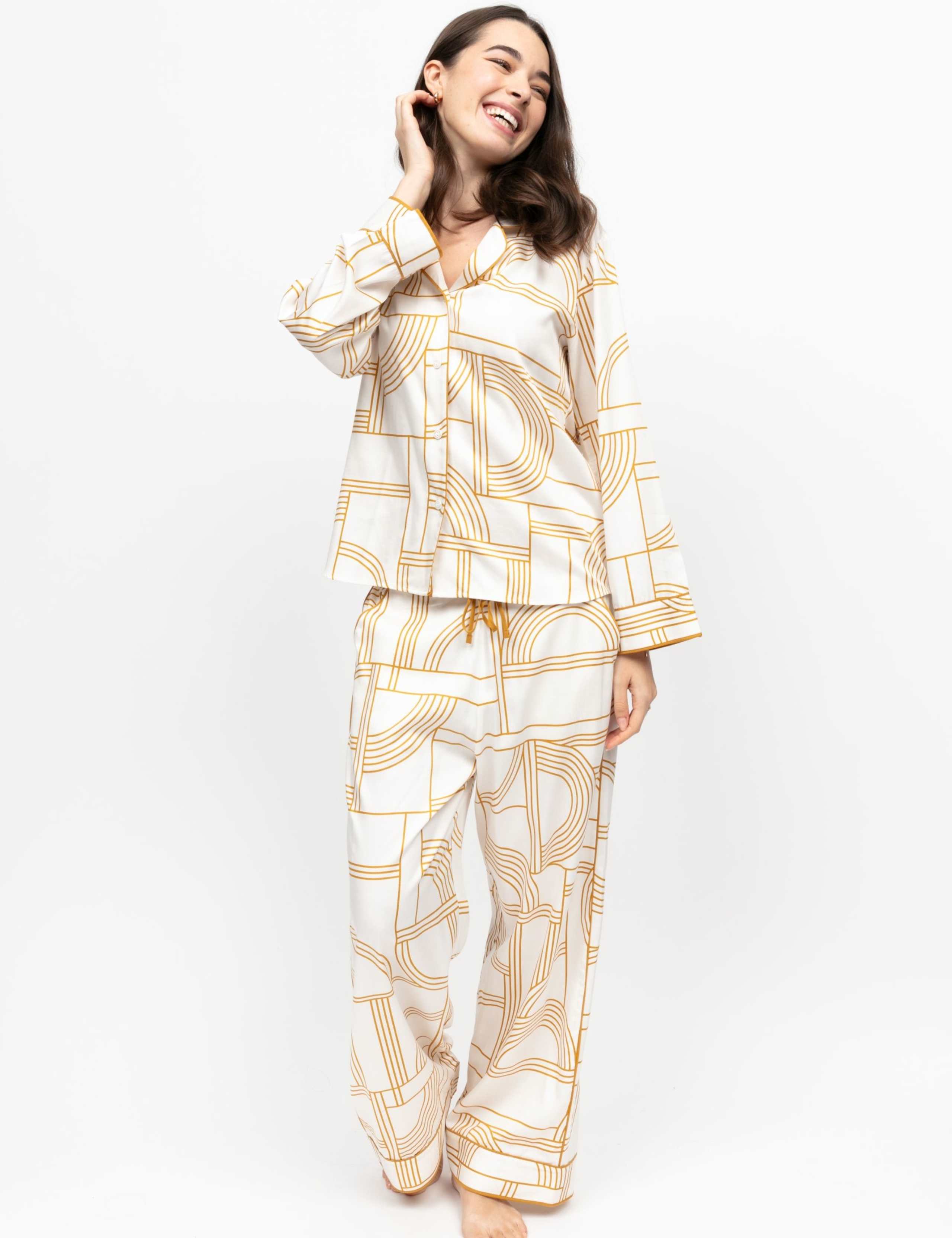 Cotton Modal Geometric Wide Leg Pyjama Set 1 of 4