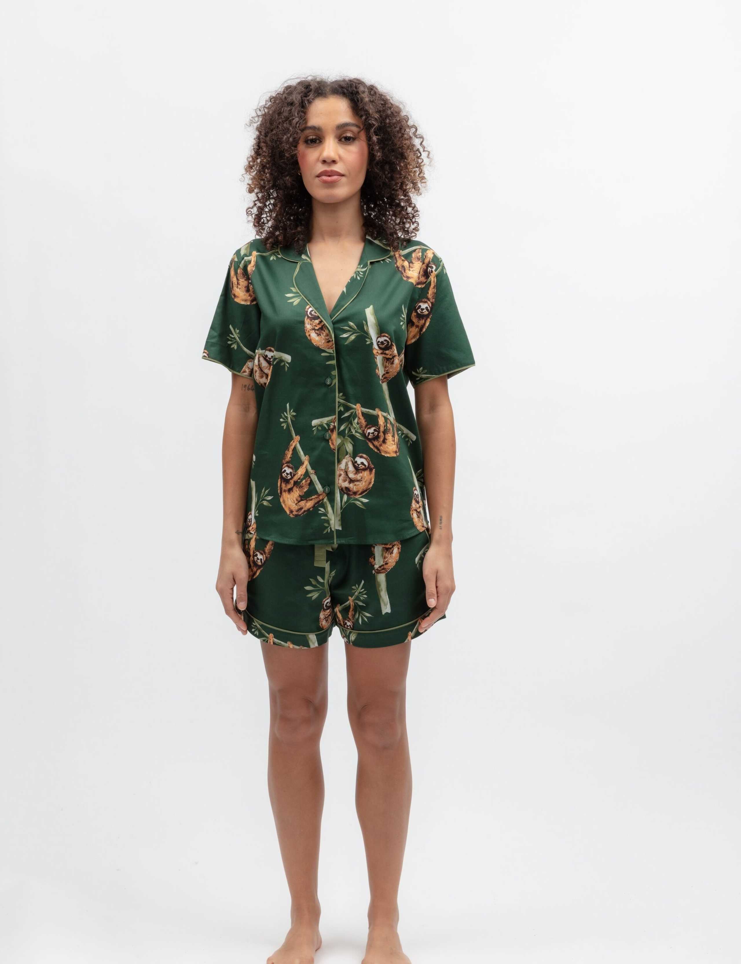Cotton Modal Sloth Print Shortie Set 1 of 3