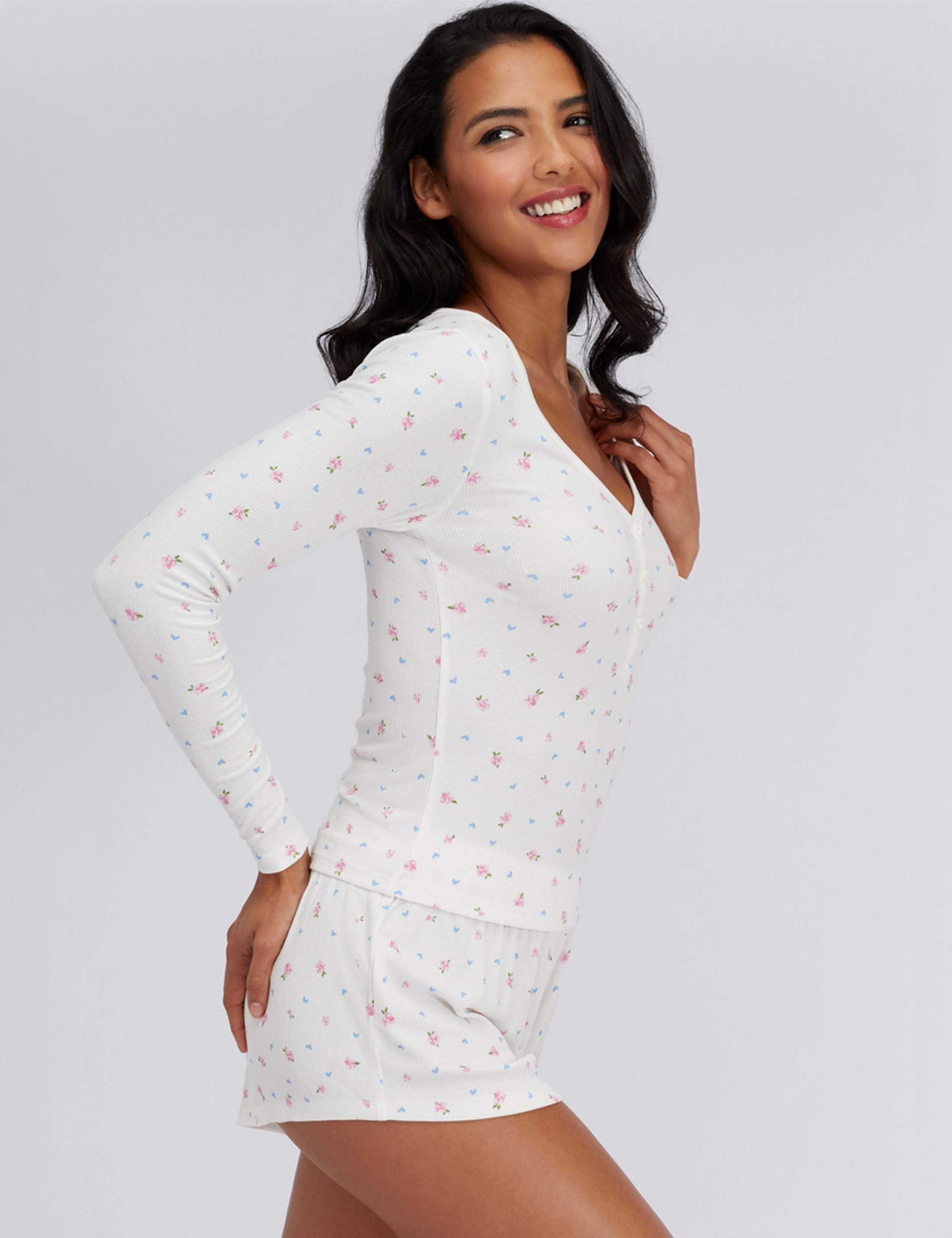 Modal Rich Heart & Floral Pyjamas in a Bag 3 of 5