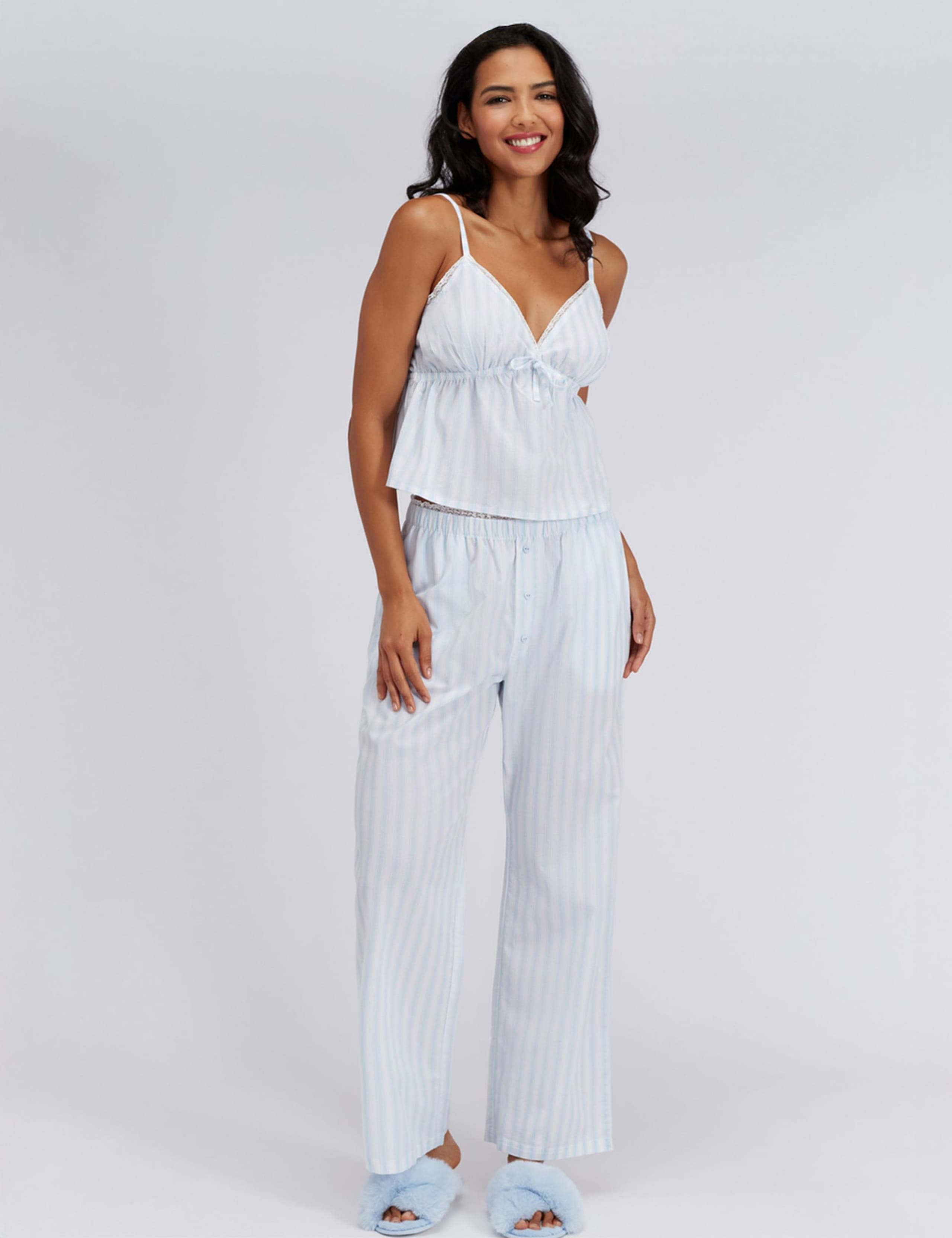 Pure Cotton Strappy Striped Pyjamas in a Bag 1 of 6
