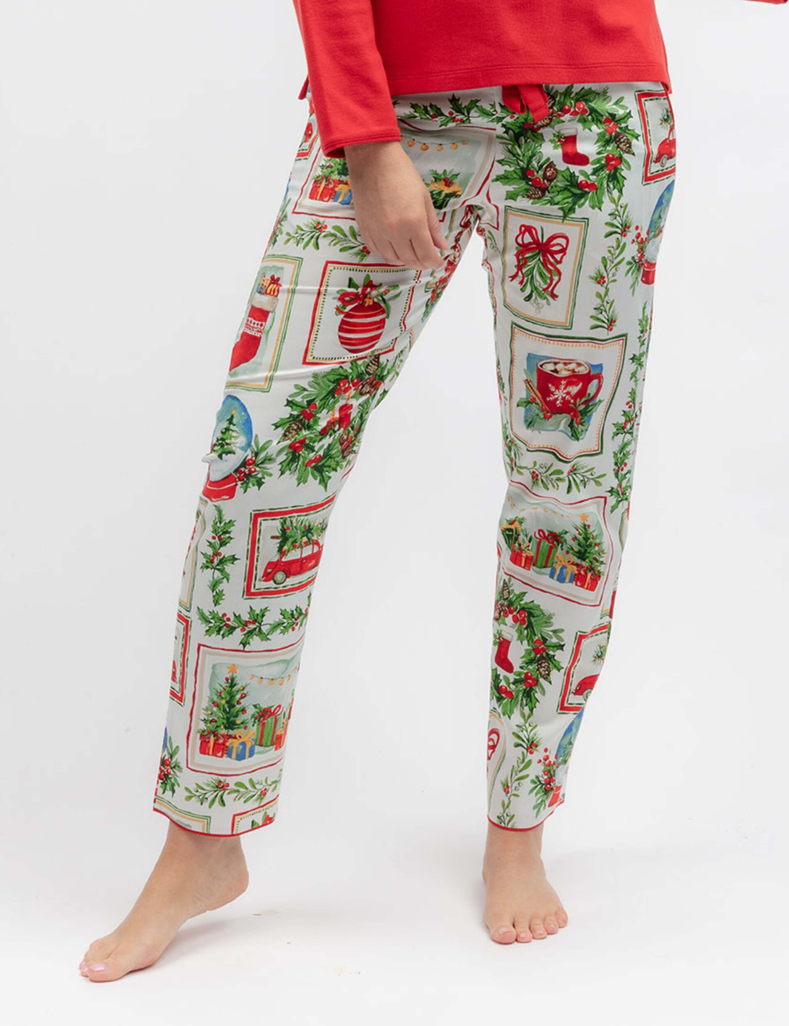 Cotton Modal Family Christmas Postcard Pyjama Bottoms 1 of 3