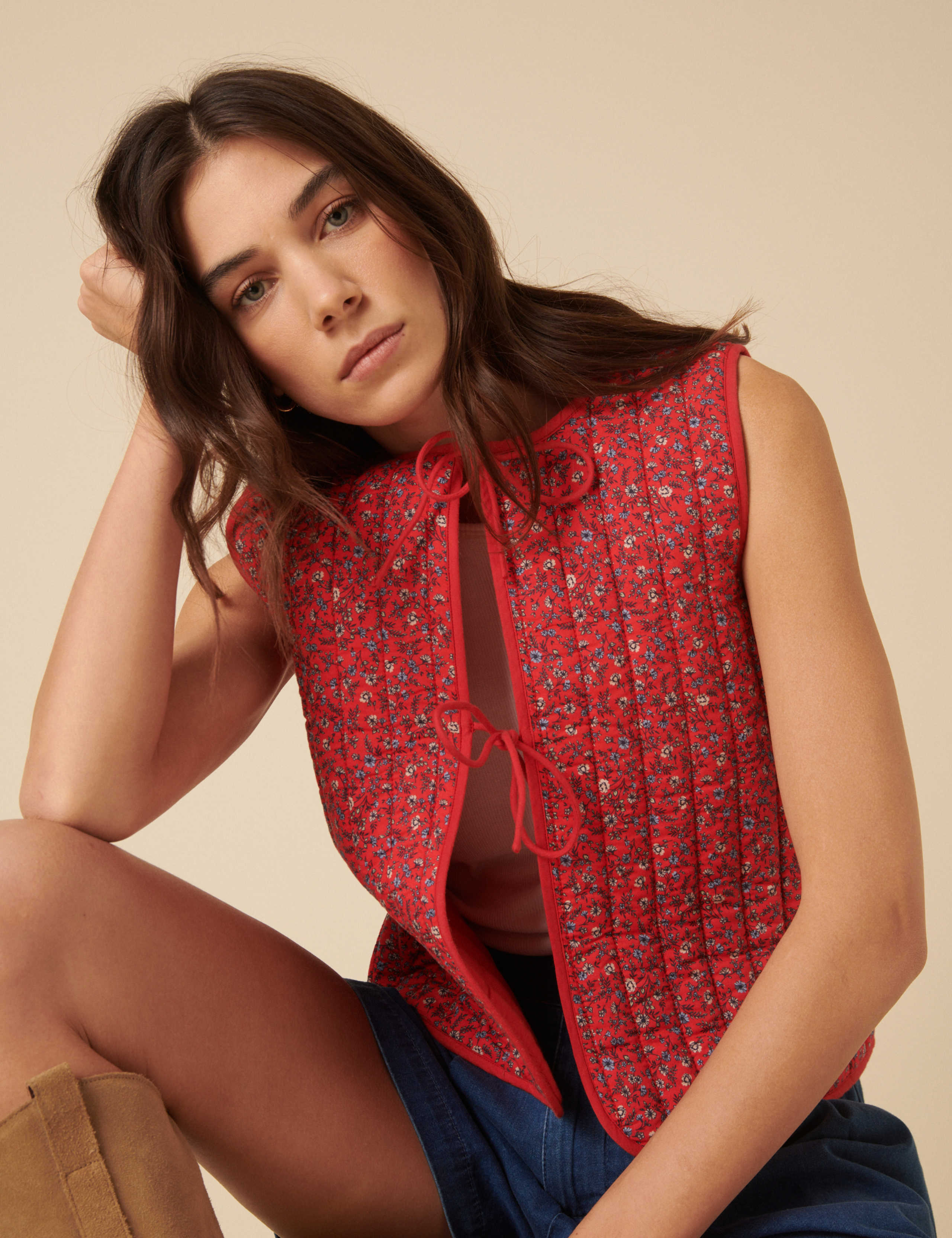 Pure Cotton Floral Quilted Waistcoat 4 of 5