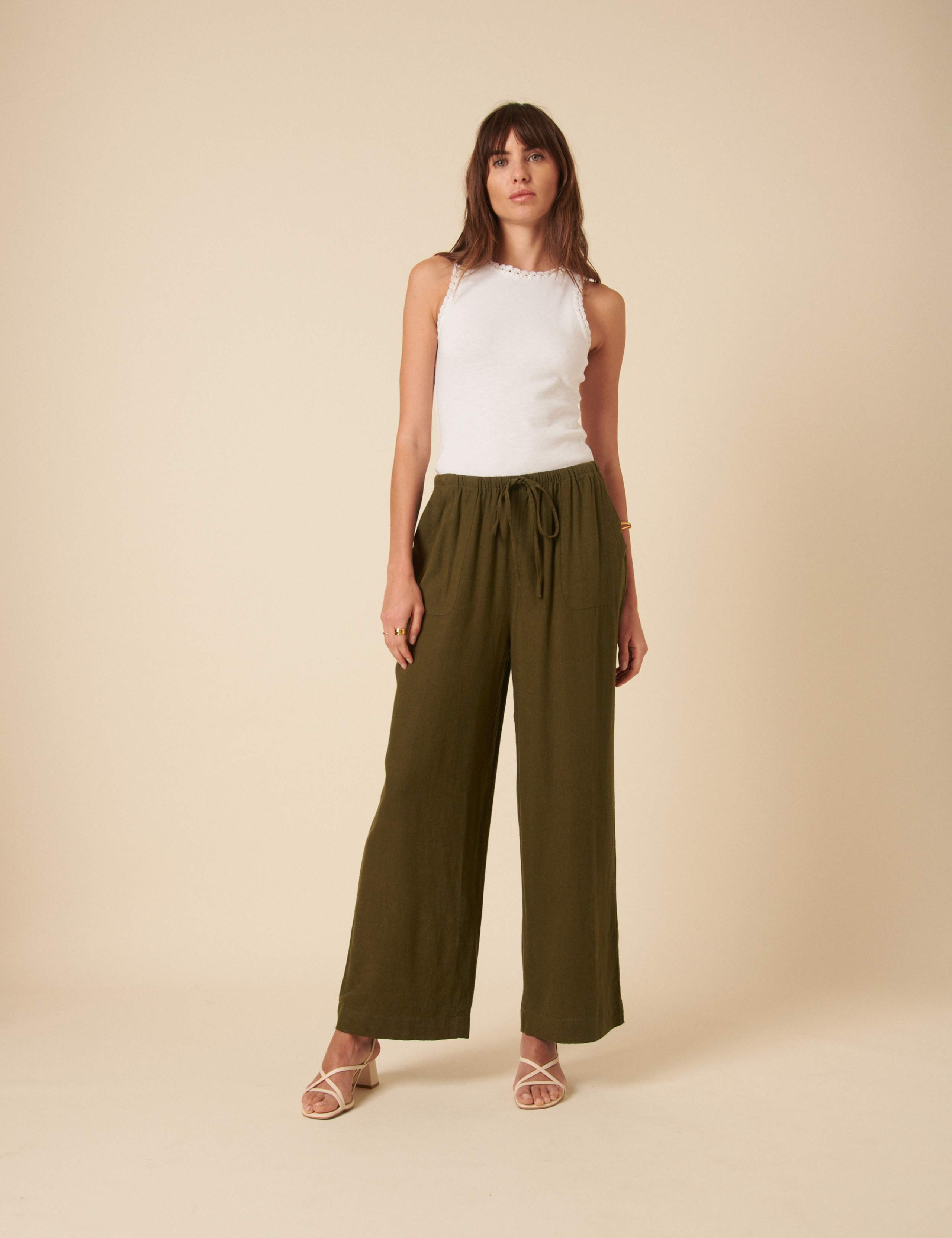 Linen Rich Relaxed Wide Leg Trousers 2 of 5