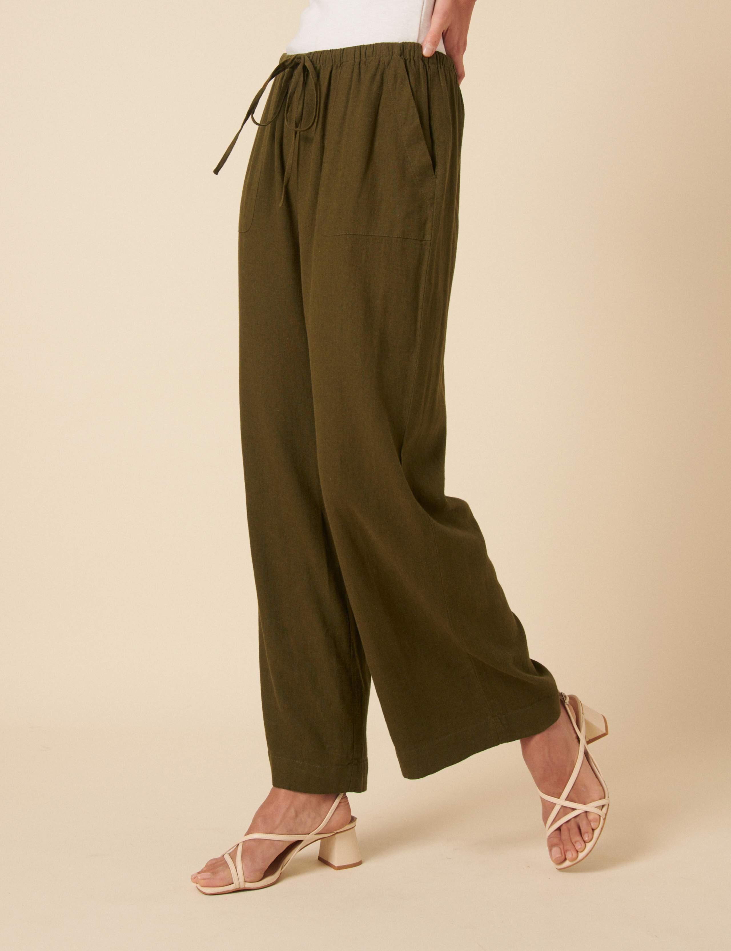 Linen Rich Relaxed Wide Leg Trousers 3 of 5